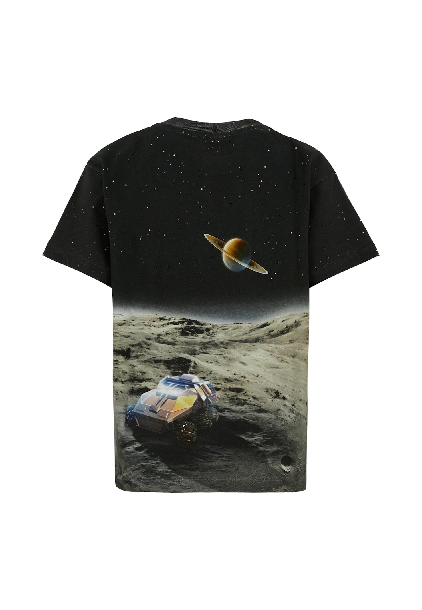 Molo Black T-shirt For Boy With Astronaut Print In Multi