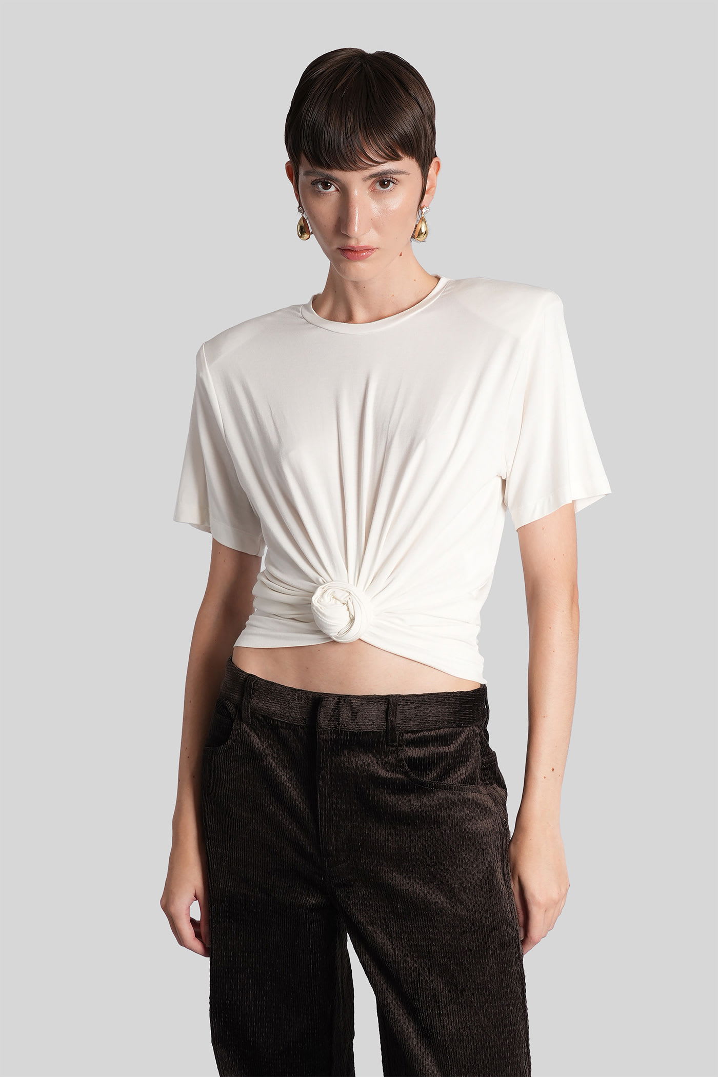 Magda Butrym Tshirt 02 Topwear In Beige Cellulose In White