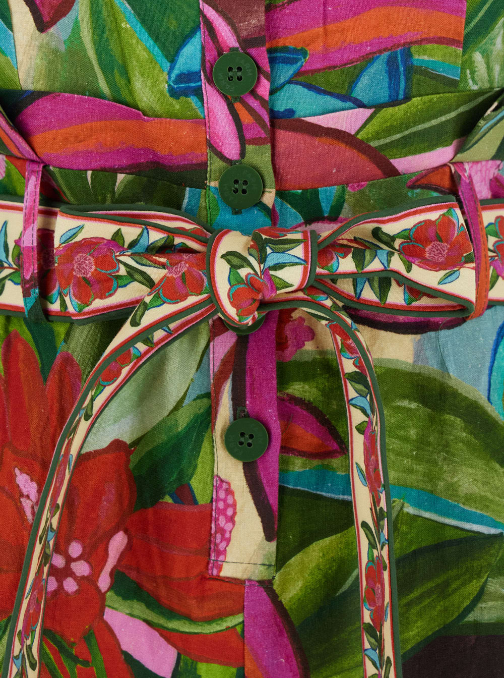 FARM RIO JARDIN DE REVE MULTICOLOR JUMPSUIT WITH WAIST WAIST BELT AND ALL-OVER FLORAL PRINT IN LINEN BLEND WO