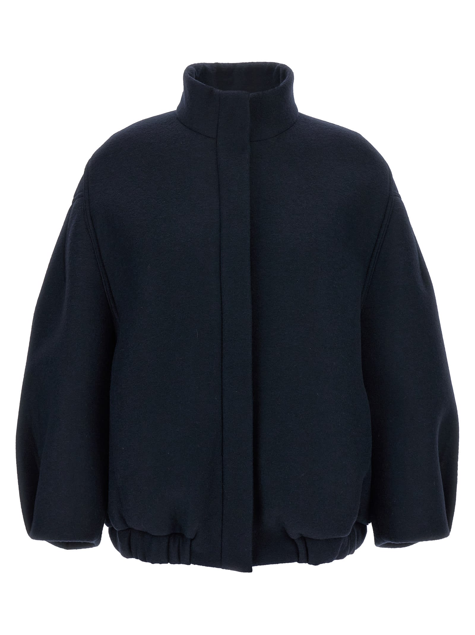 Dries Van Noten Balloon-sleeve High-neck Jacket In Blue
