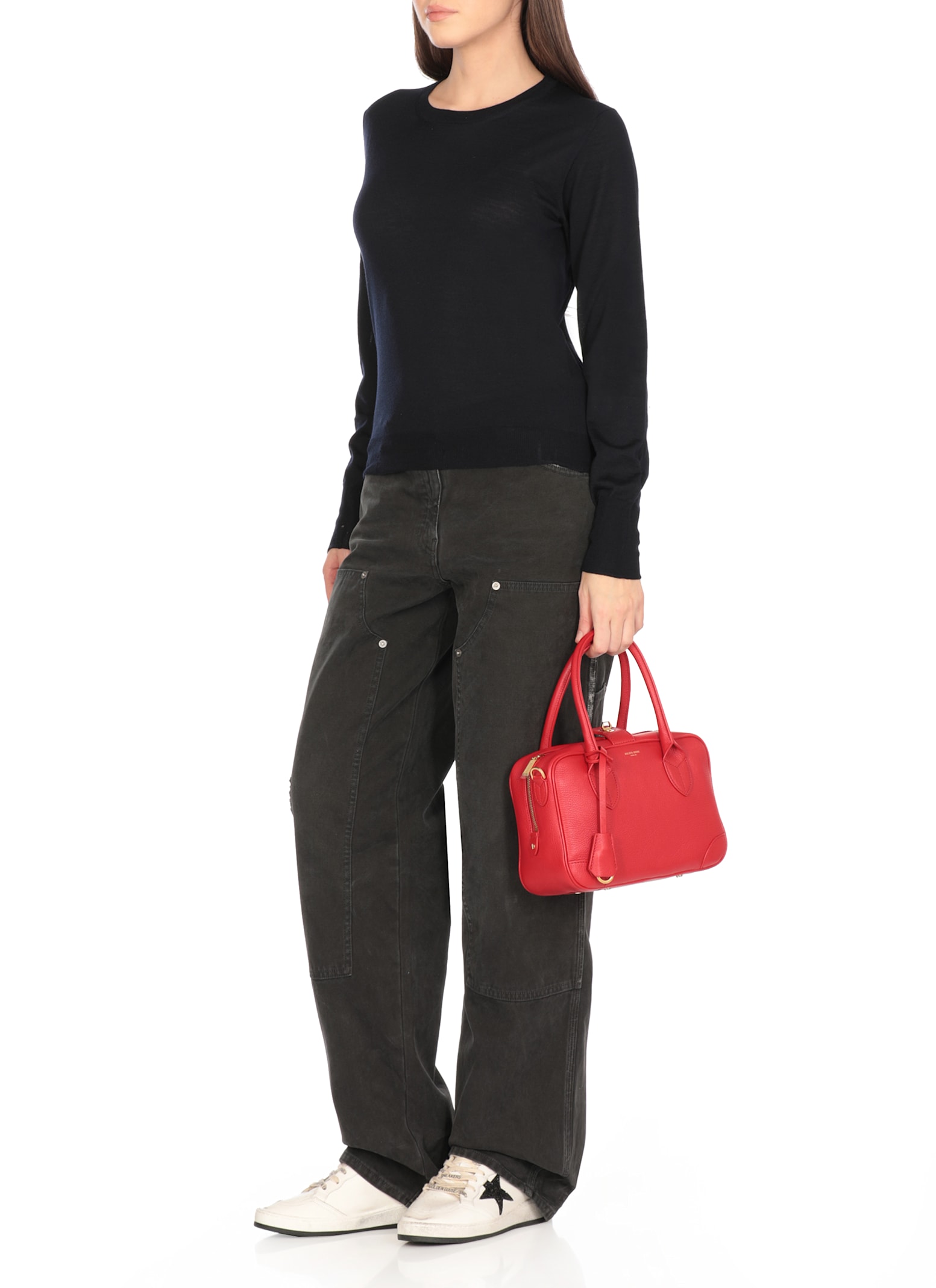 Golden Goose Fitted Wool Sweater With Star Embellishments In Blue