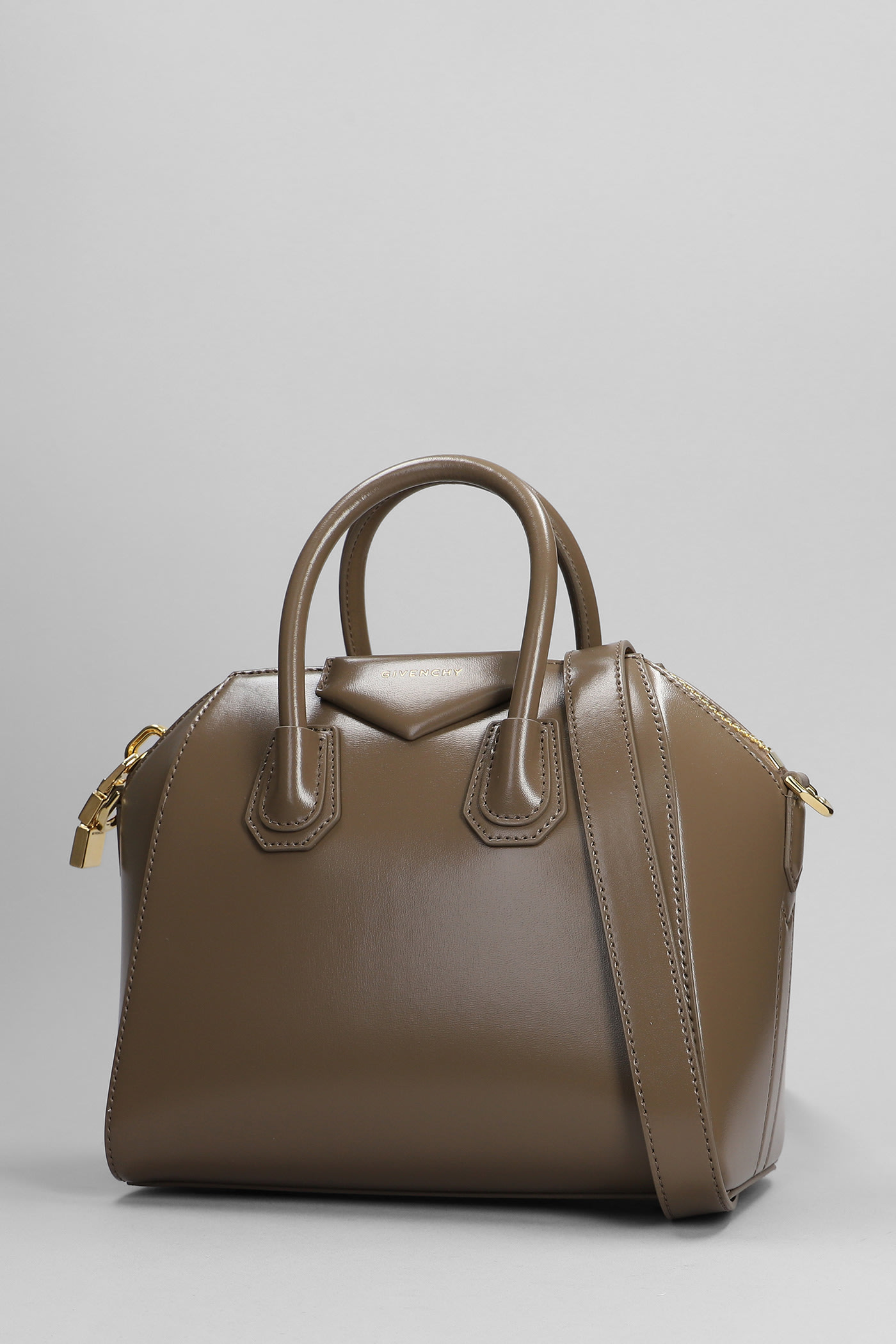 Shop Givenchy Antigona Shoulder Bag In Taupe Leather