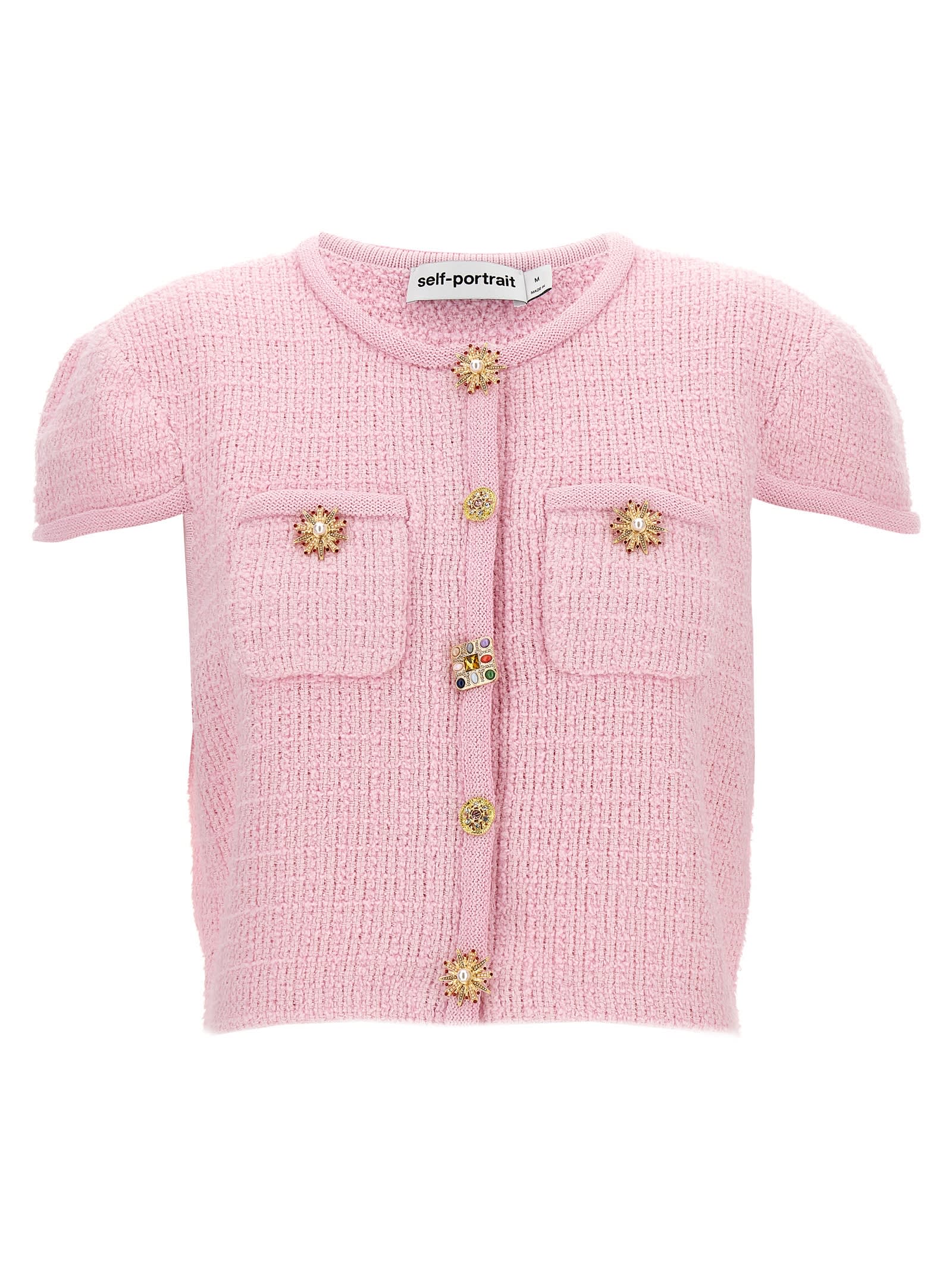 pink Jewel Button Knit Top