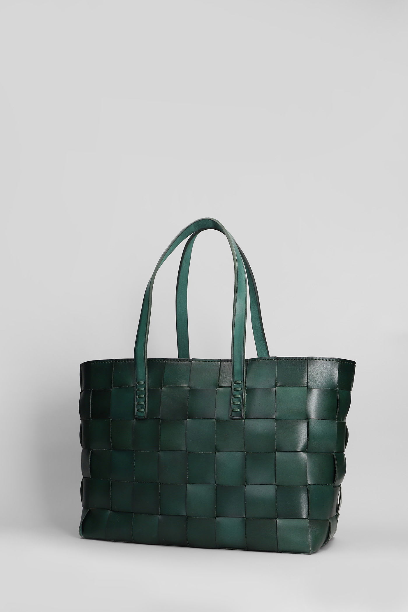 Dragon Diffusion Box Weave Basket Tote In Green Leather In Green