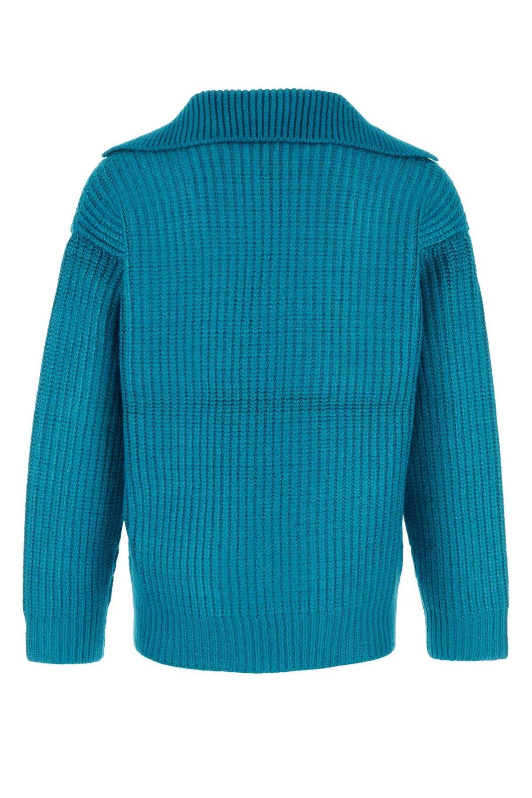 Shop Valentino V-neck Straight Hem Jumper In Blue