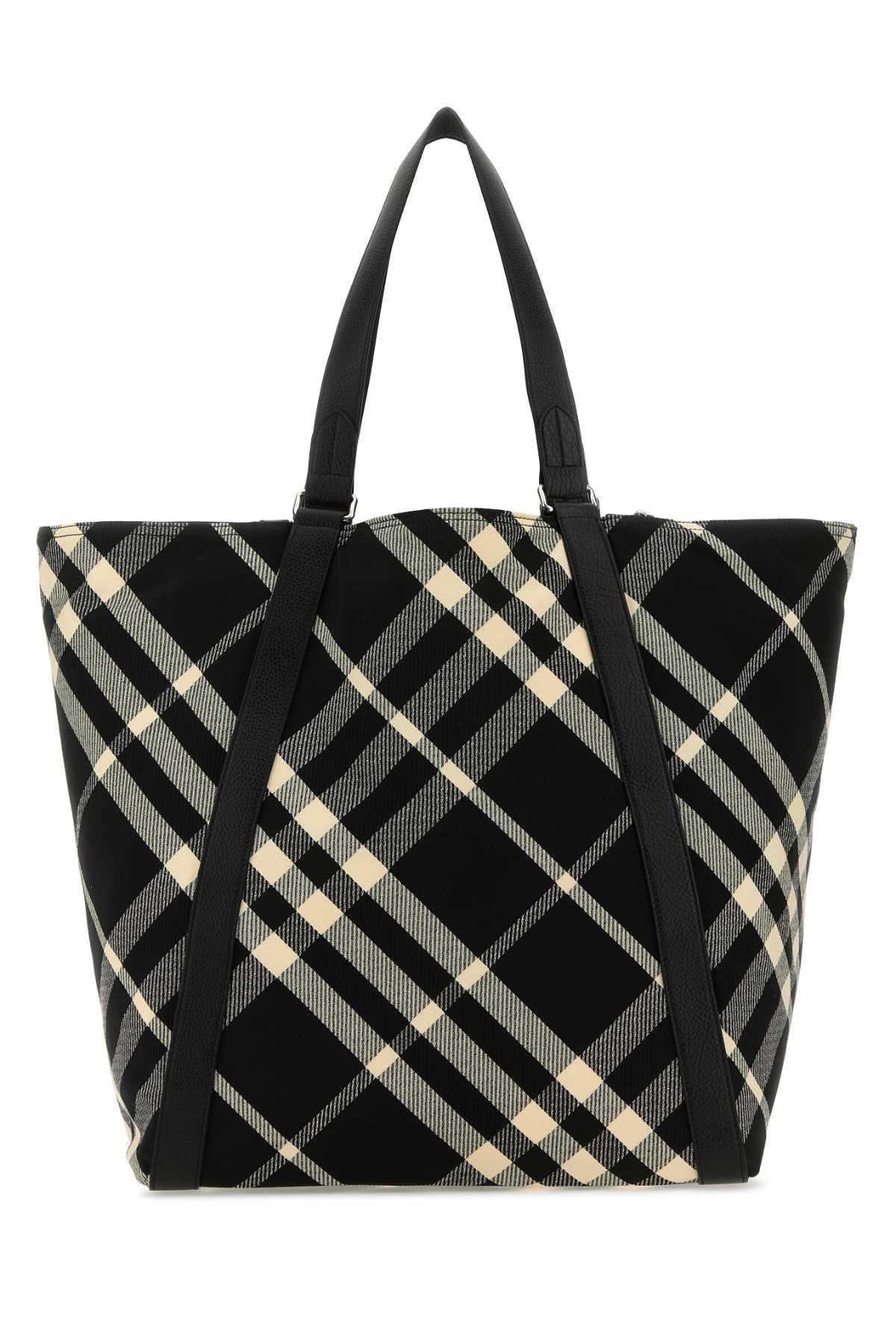 Shop Burberry Embroidered Fabric Festival Shopping Bag In Blackcalico