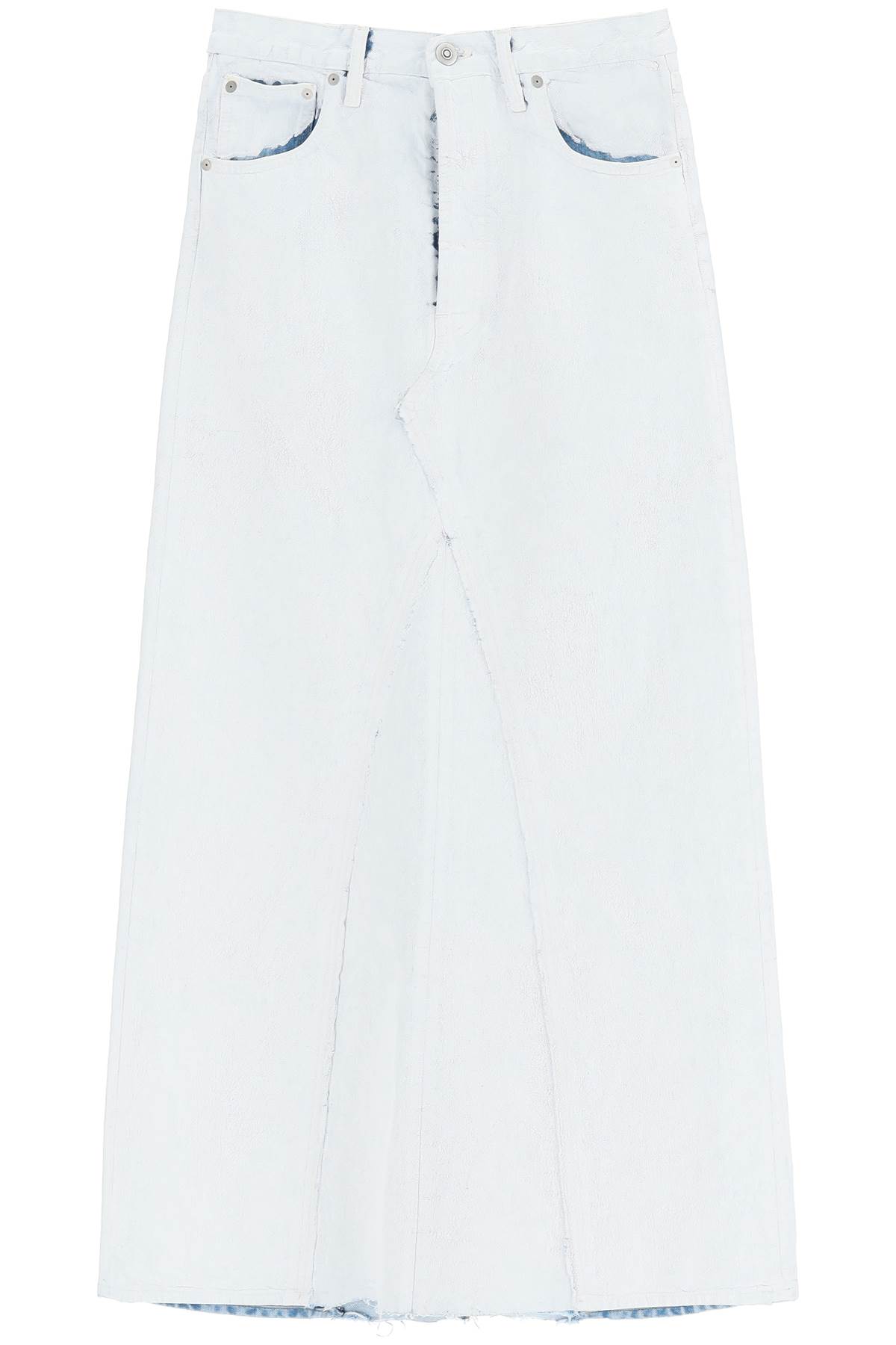Shop Maison Margiela Paint Effect Denim Maxi Skirt In White