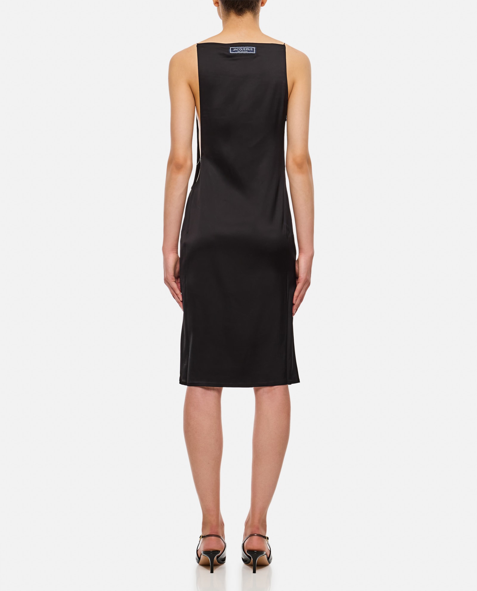 Shop Jacquemus La Robe Spoglio Midi Dress In Black