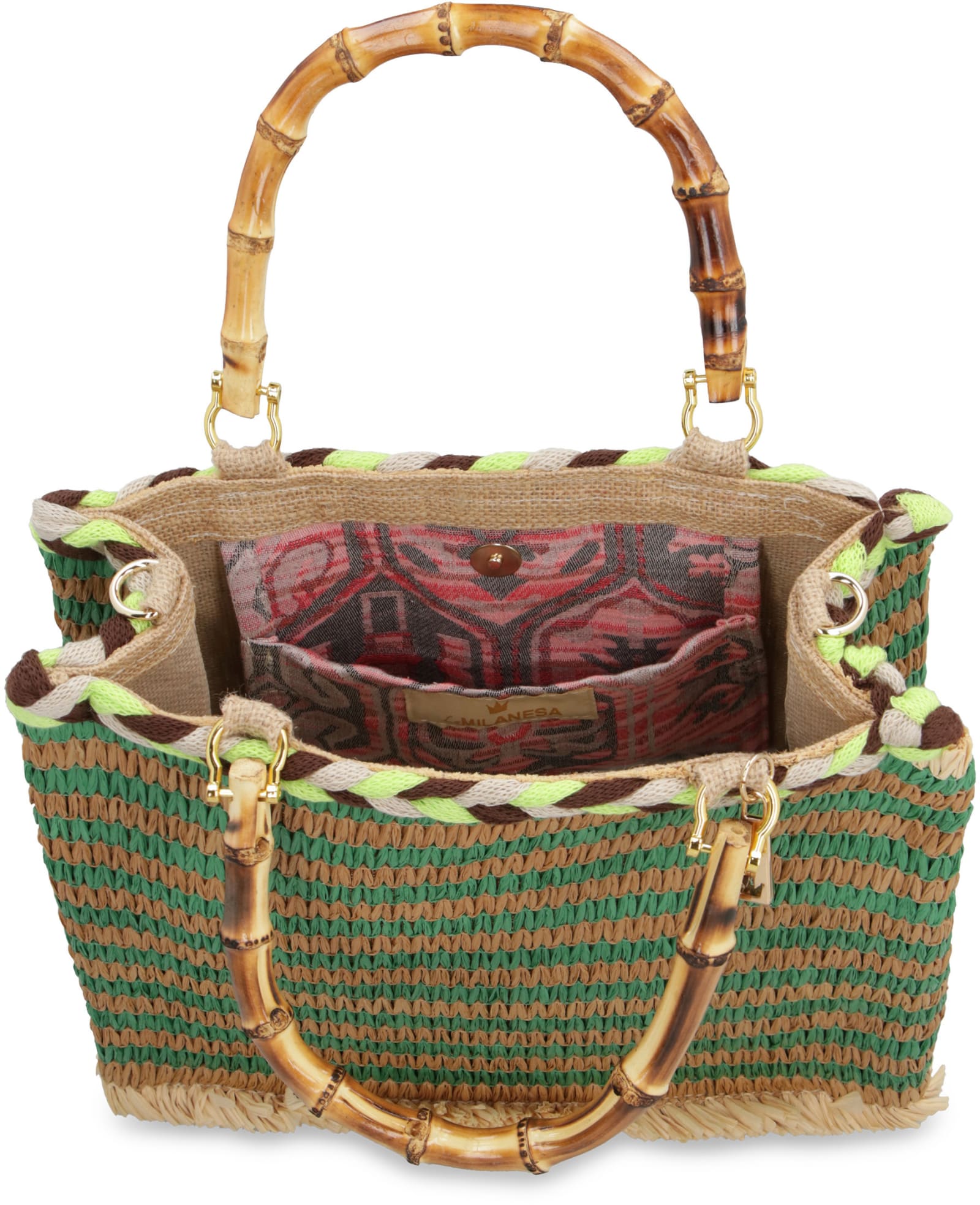 Shop Lamilanesa Lipari Raffia Tote Bag In Multicolor