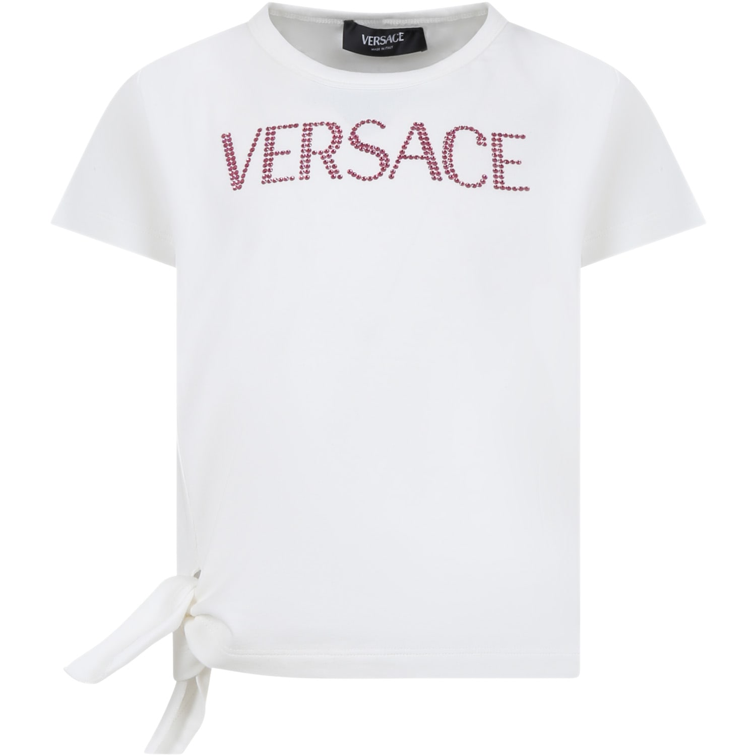 Versace Kids' White T-shirt For Girl With Logo