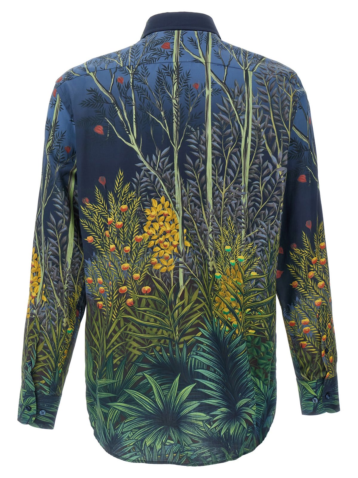 Shop Etro Jungle-printed Buttoned Shirt In Blue/green