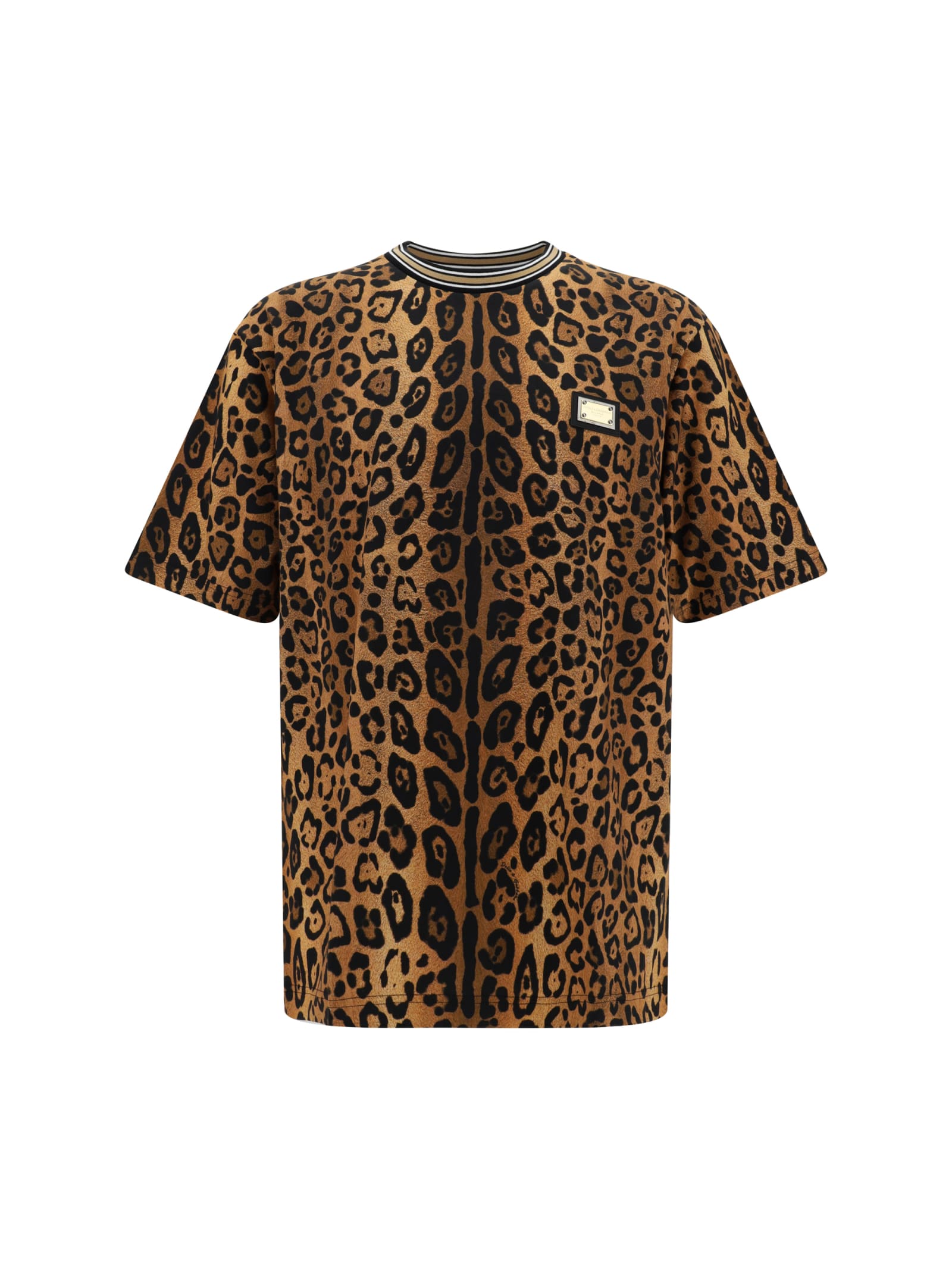 Shop Dolce & Gabbana T-shirt In Leo Ingrand Marrone (beige)