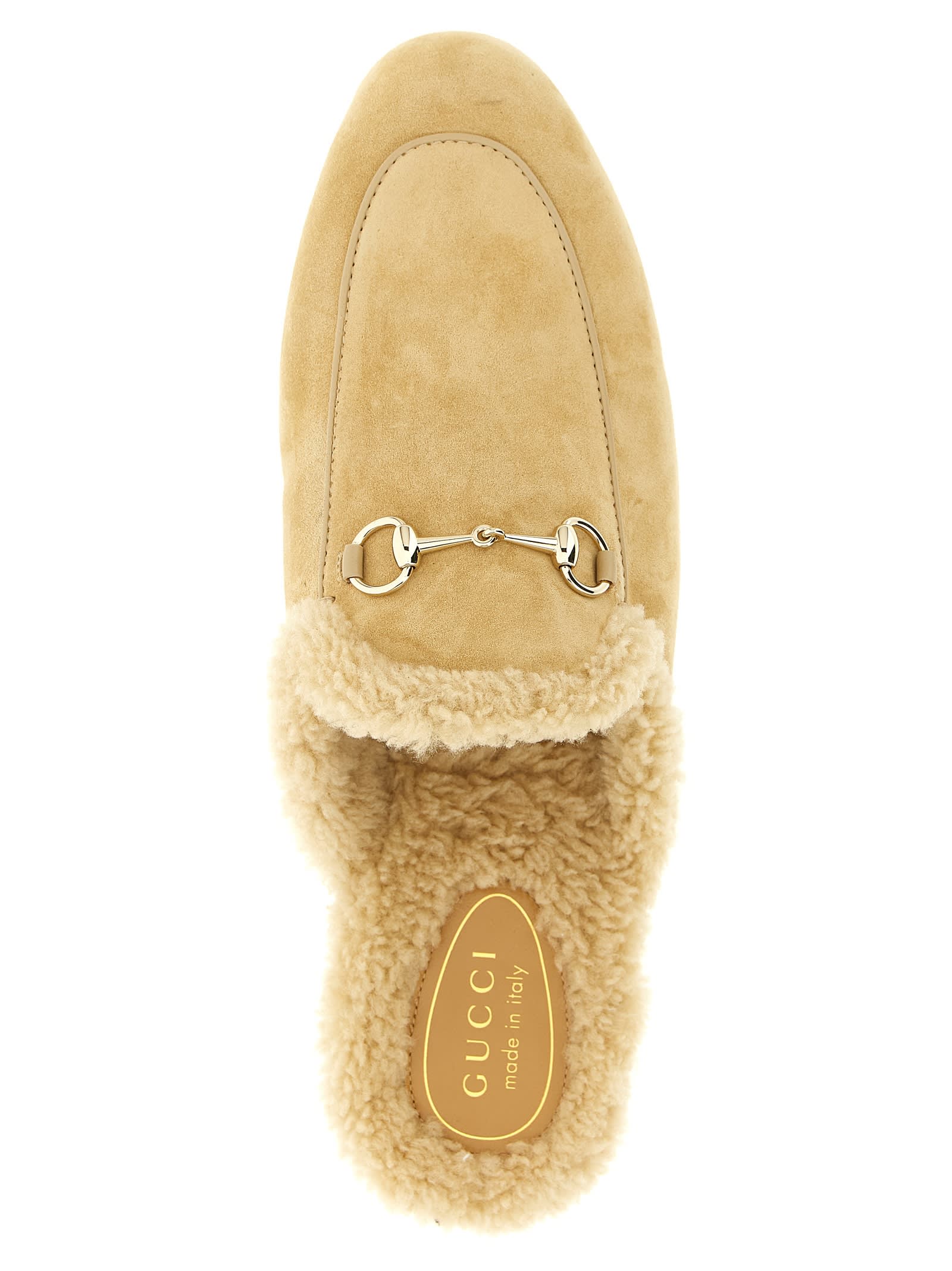 Gucci Round Toe Flat Sole Metal Hardware Slippers In Animal Print
