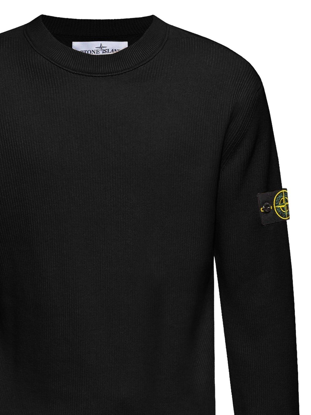 Shop Stone Island Compass-badge Crewneck Sweatshirt In Black