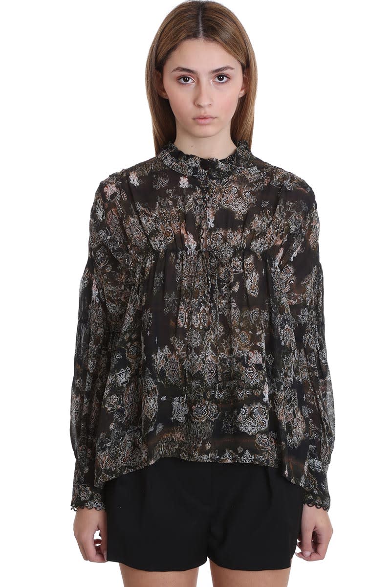 IRO SIANNA BLOUSE IN BLACK VISCOSE,11262834