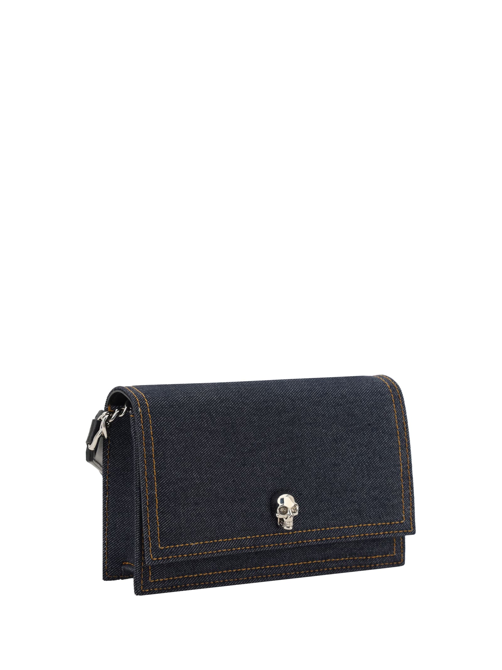 Alexander Mcqueen Skull Shoulder Bag In Denim/black
