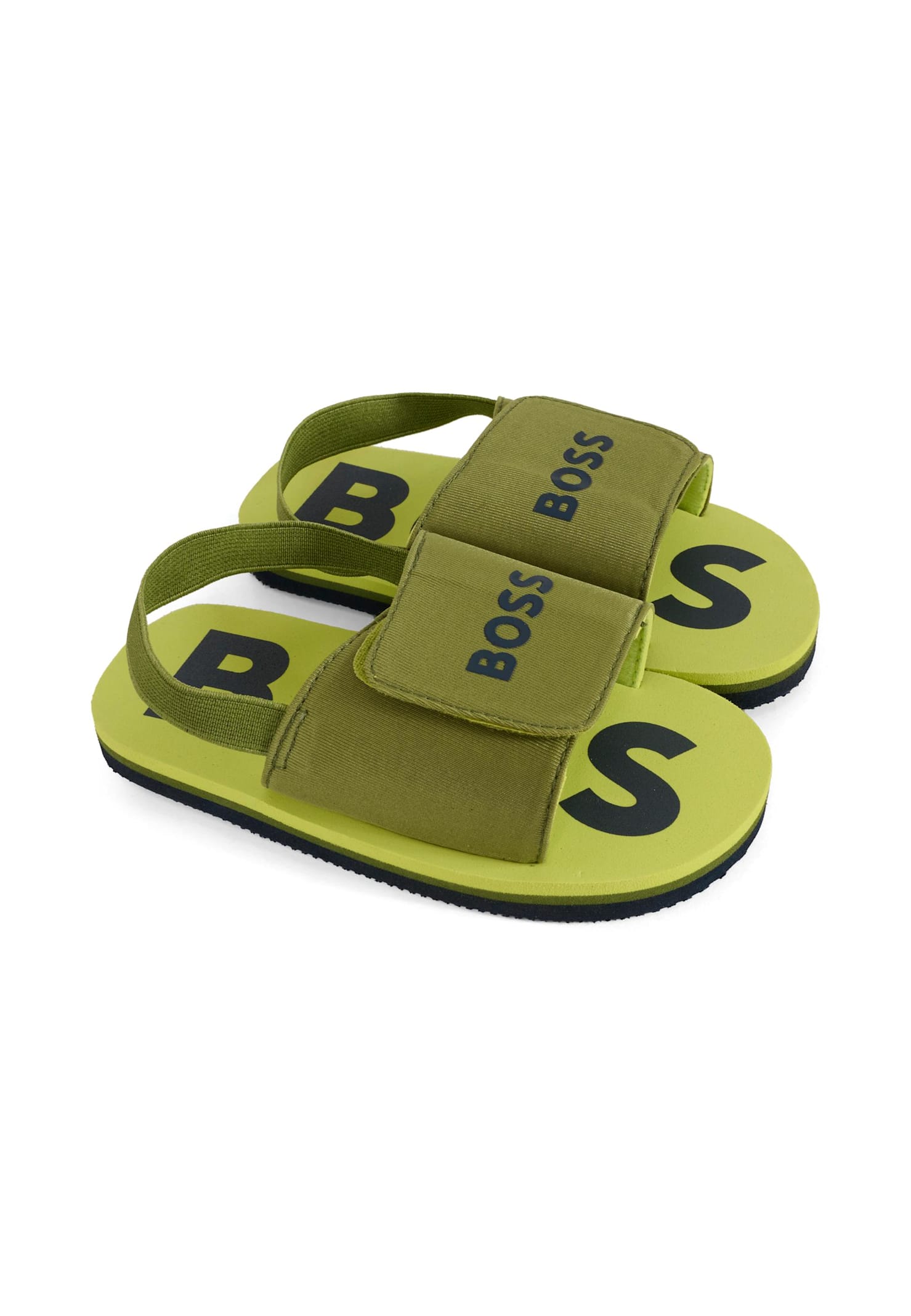 Hugo Boss Green Sandals For Baby Boy And Boy With Logo In Green
