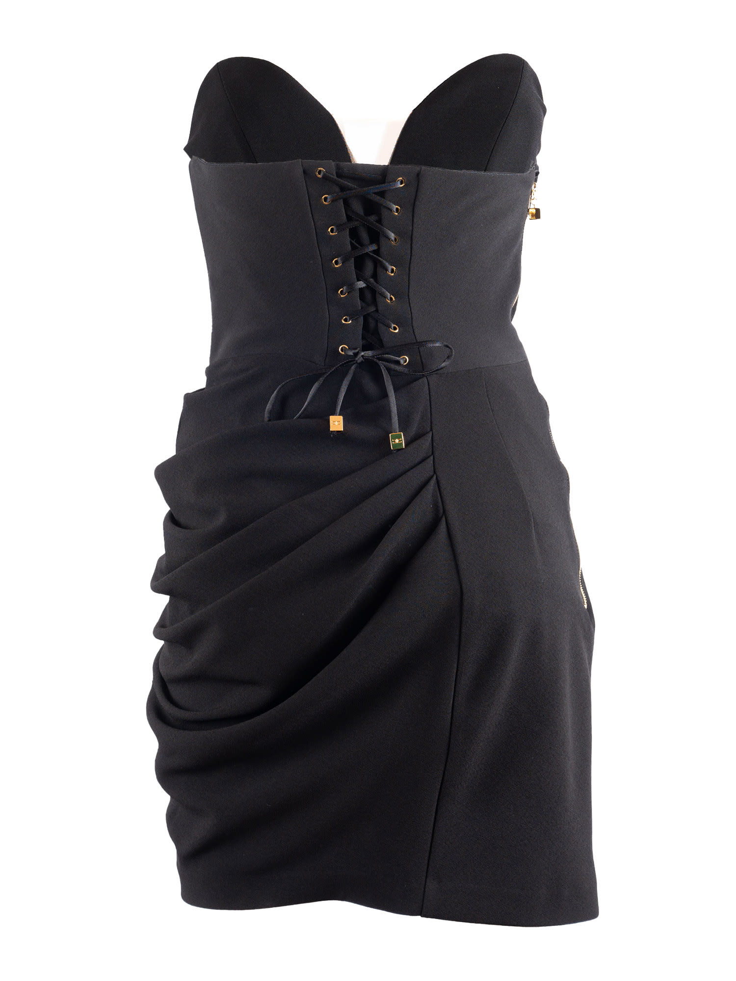 Elisabetta Franchi Structured Black Evening Dress In Black