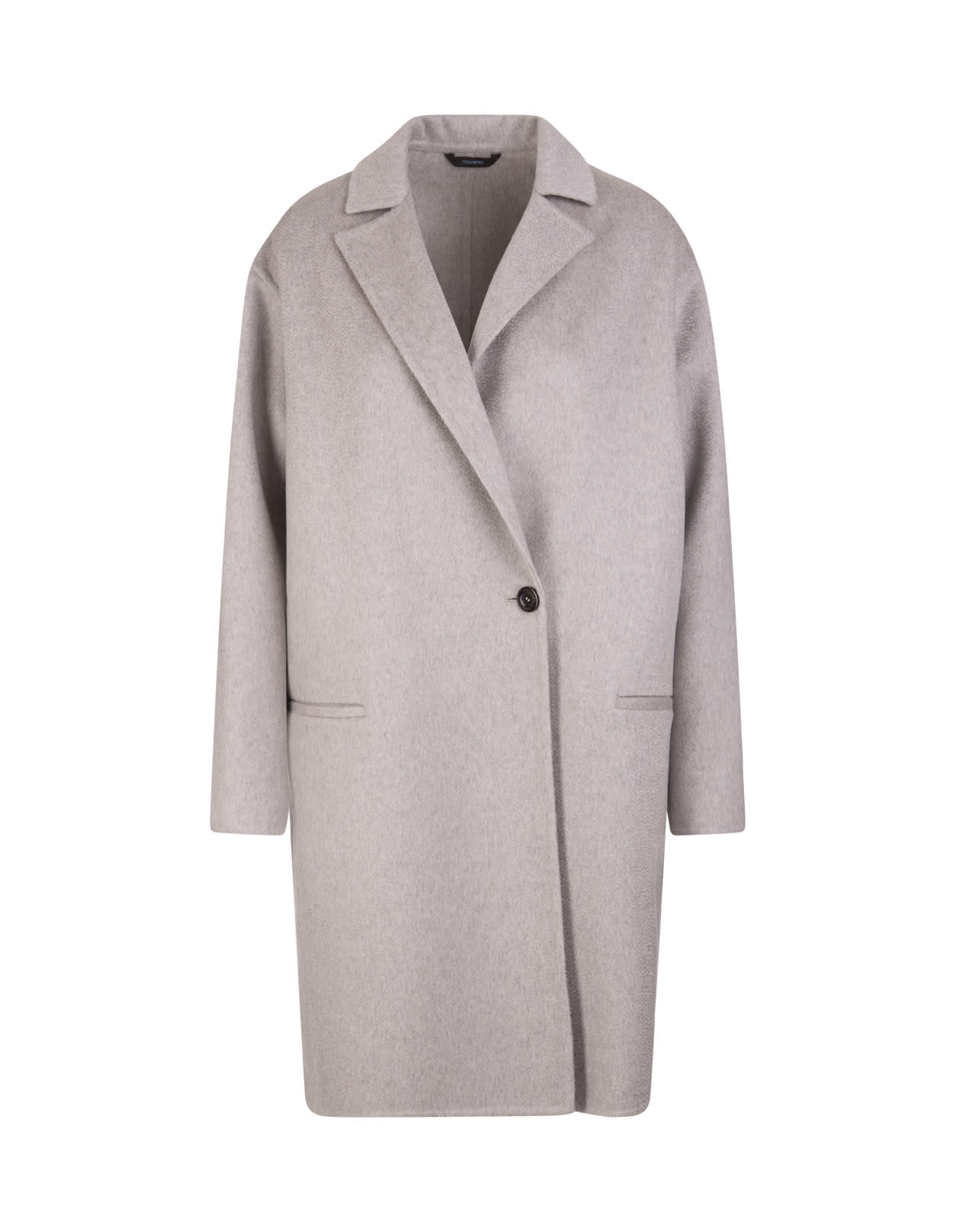 Colombo Woman Melange Grey Coat In Cashmere Double