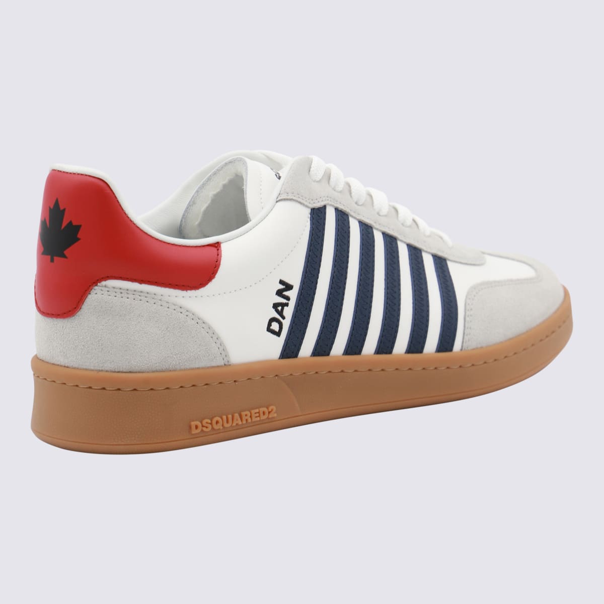 Shop Dsquared2 White Leather Sneakers In White+blue+red