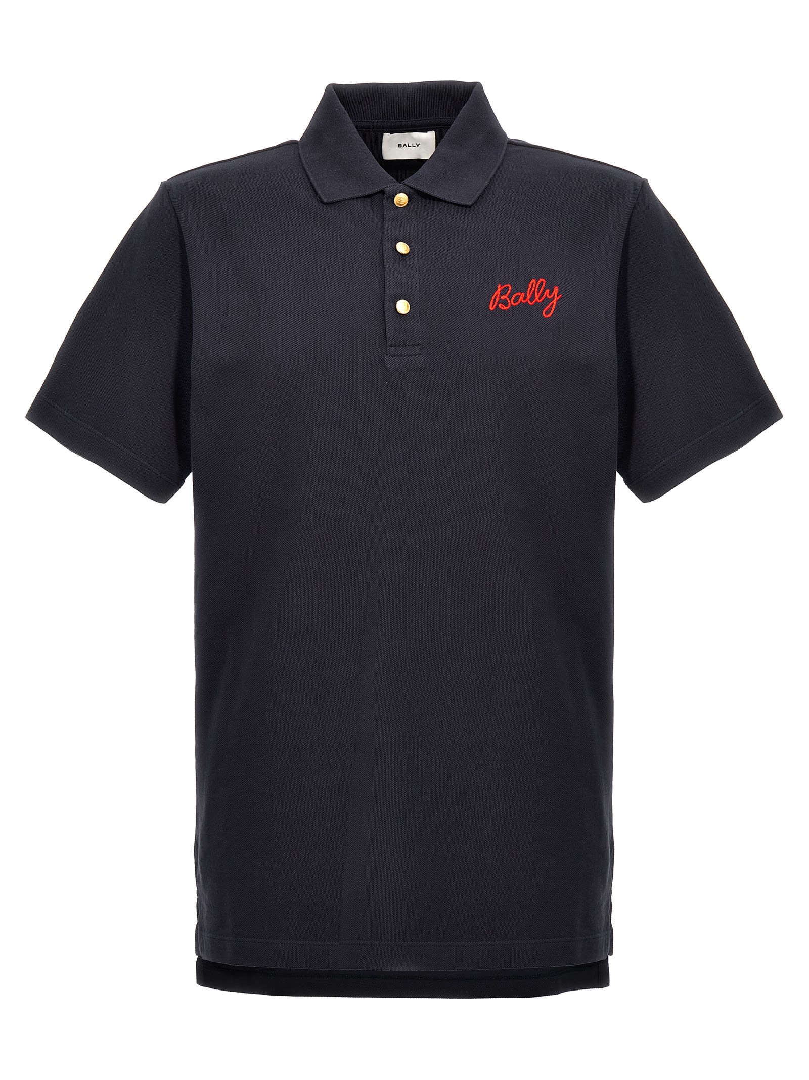 Shop Bally Logo Embroidery Polo Shirt In Blue