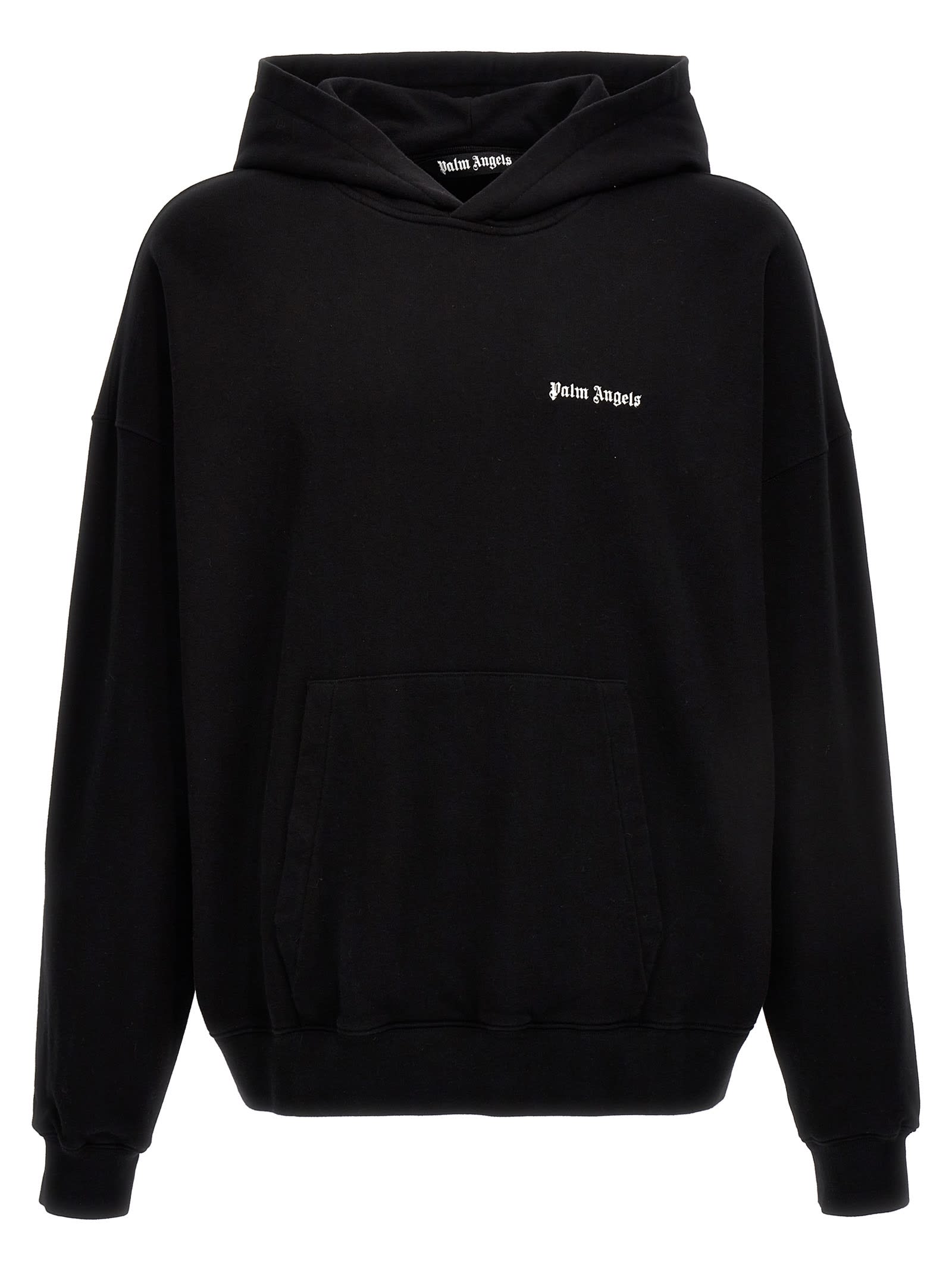 Shop Palm Angels Logo Embroidery Hoodie In Black