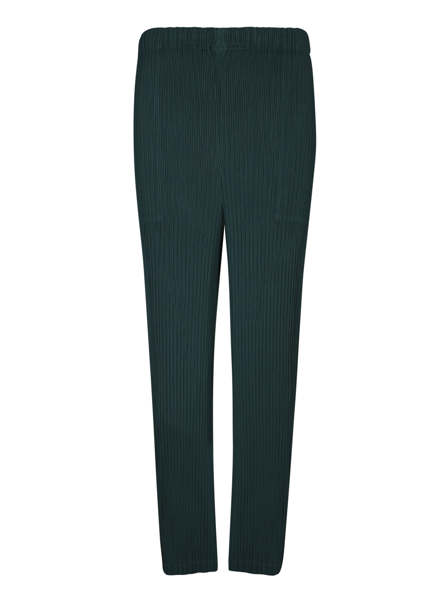 Pleated Green Straight Trousers