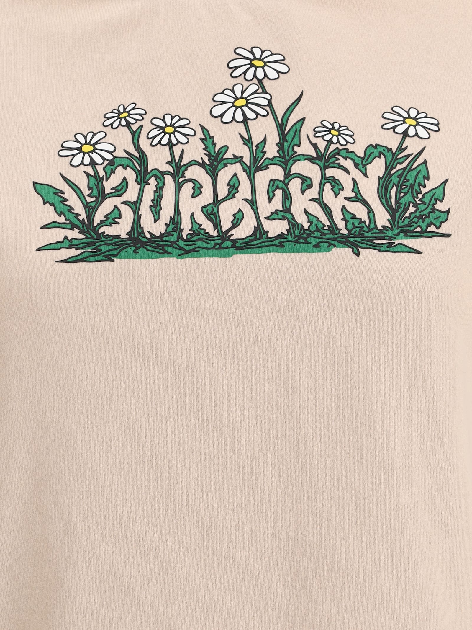 Burberry Beige Cotton T-shirt With Flower Print In Teacup