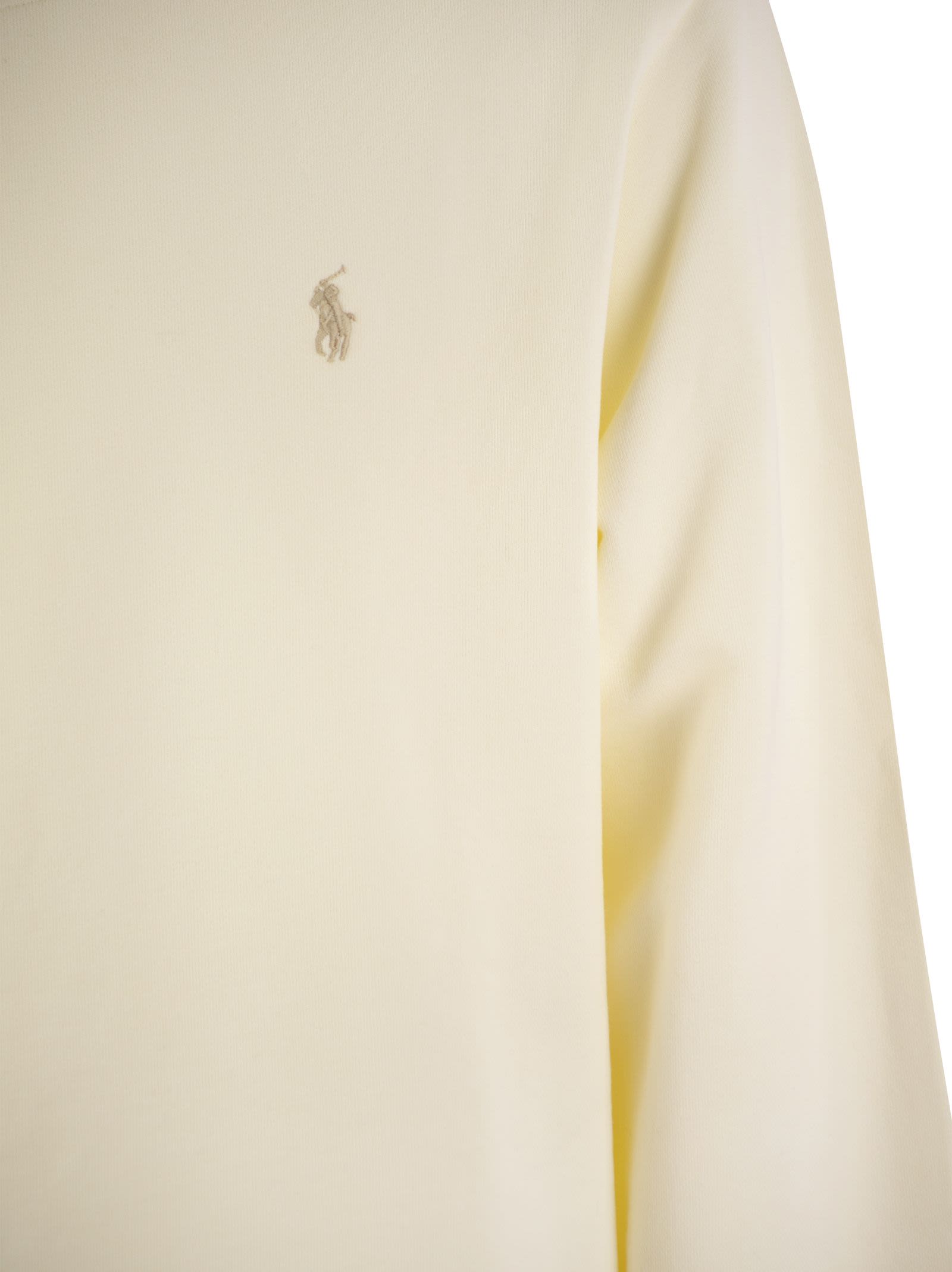 Shop Polo Ralph Lauren Classic-fit Cotton Sweatshirt In Cream