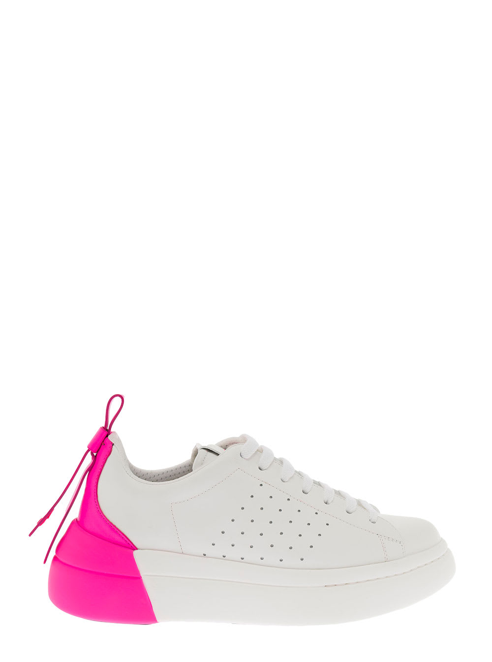 RED Valentino Red V Womans Bicolor White And Pink Leather Sneakers