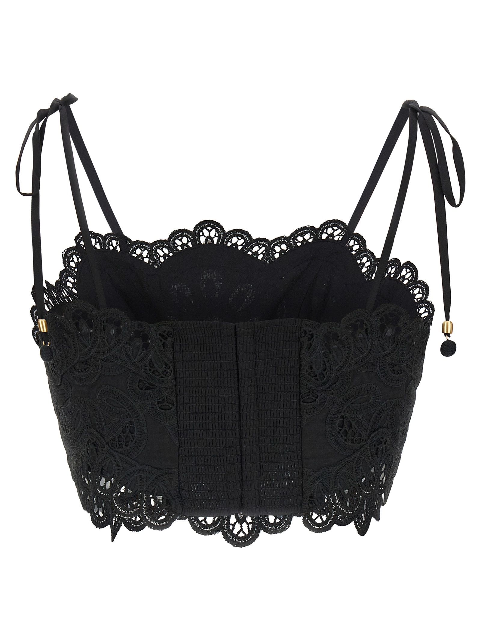 Zimmermann Rhiannon Embroidered Bodice Top In Black In Multi