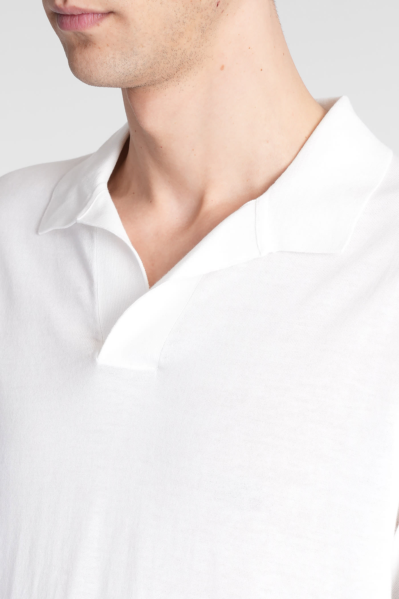 Ballantyne Knit Short-sleeved Polo With Structured Collar In White