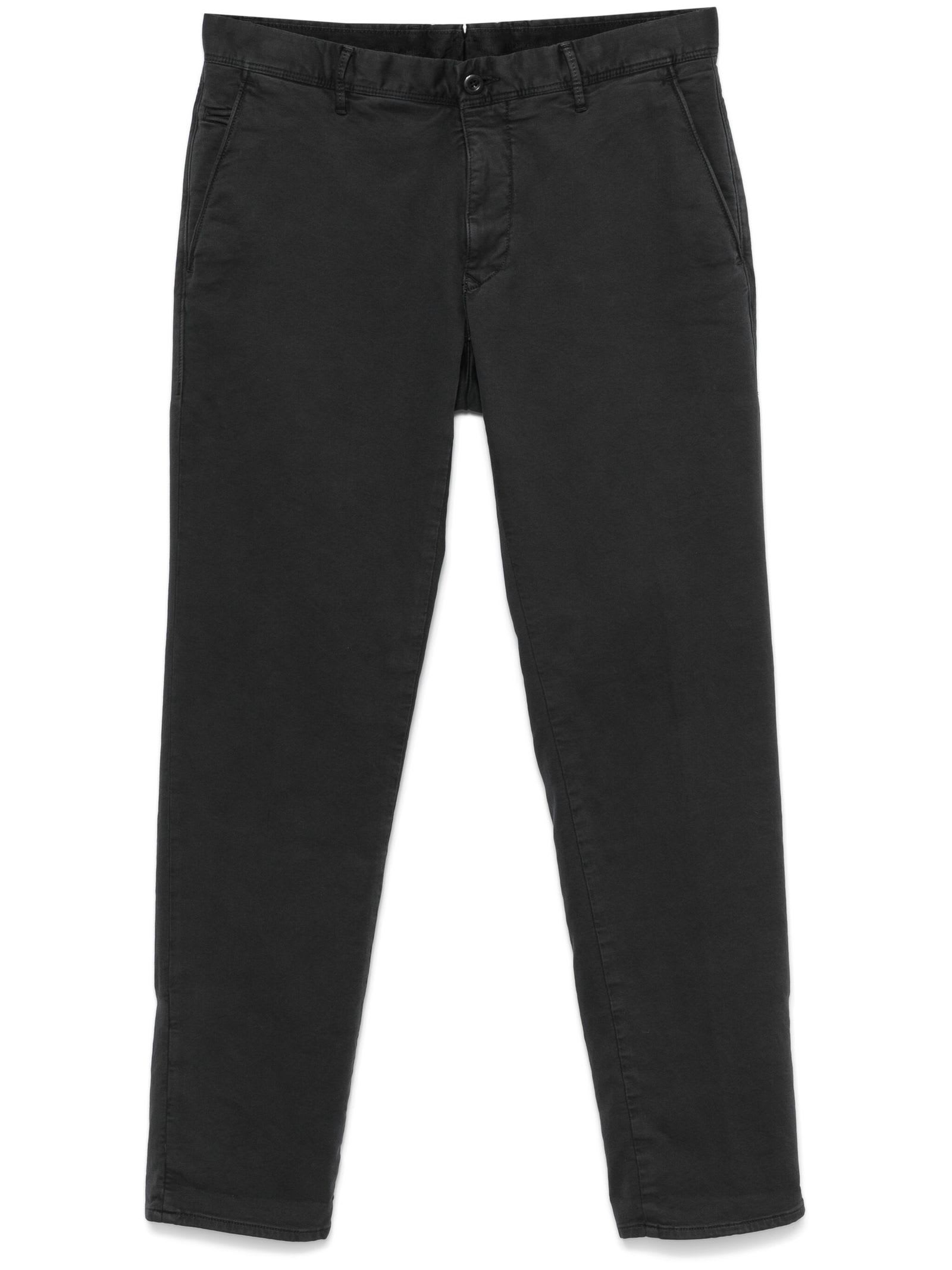 Dark Blue Cotton Blend Chino Trousers