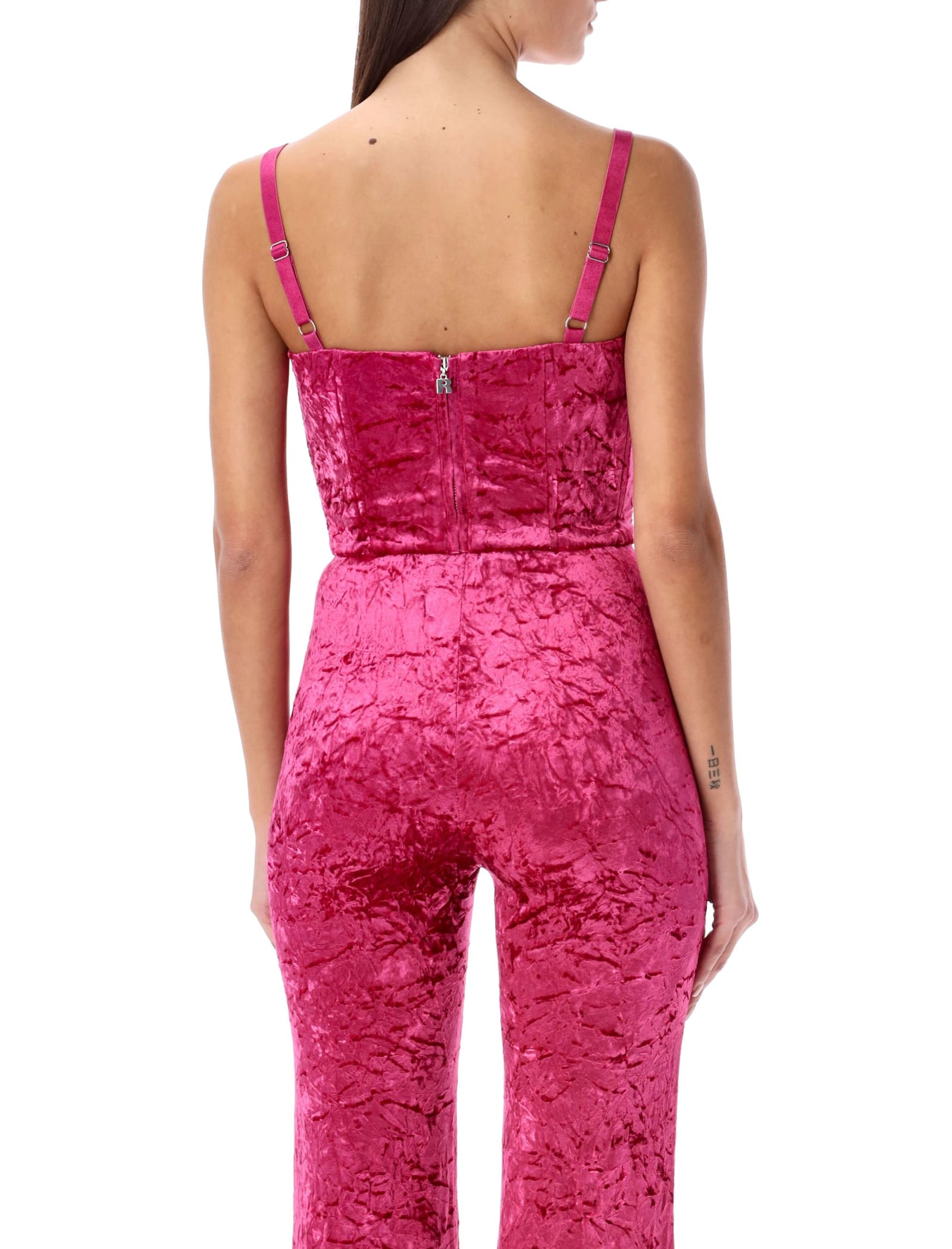 Shop Rotate Birger Christensen Bustier Velour In Berry Pink