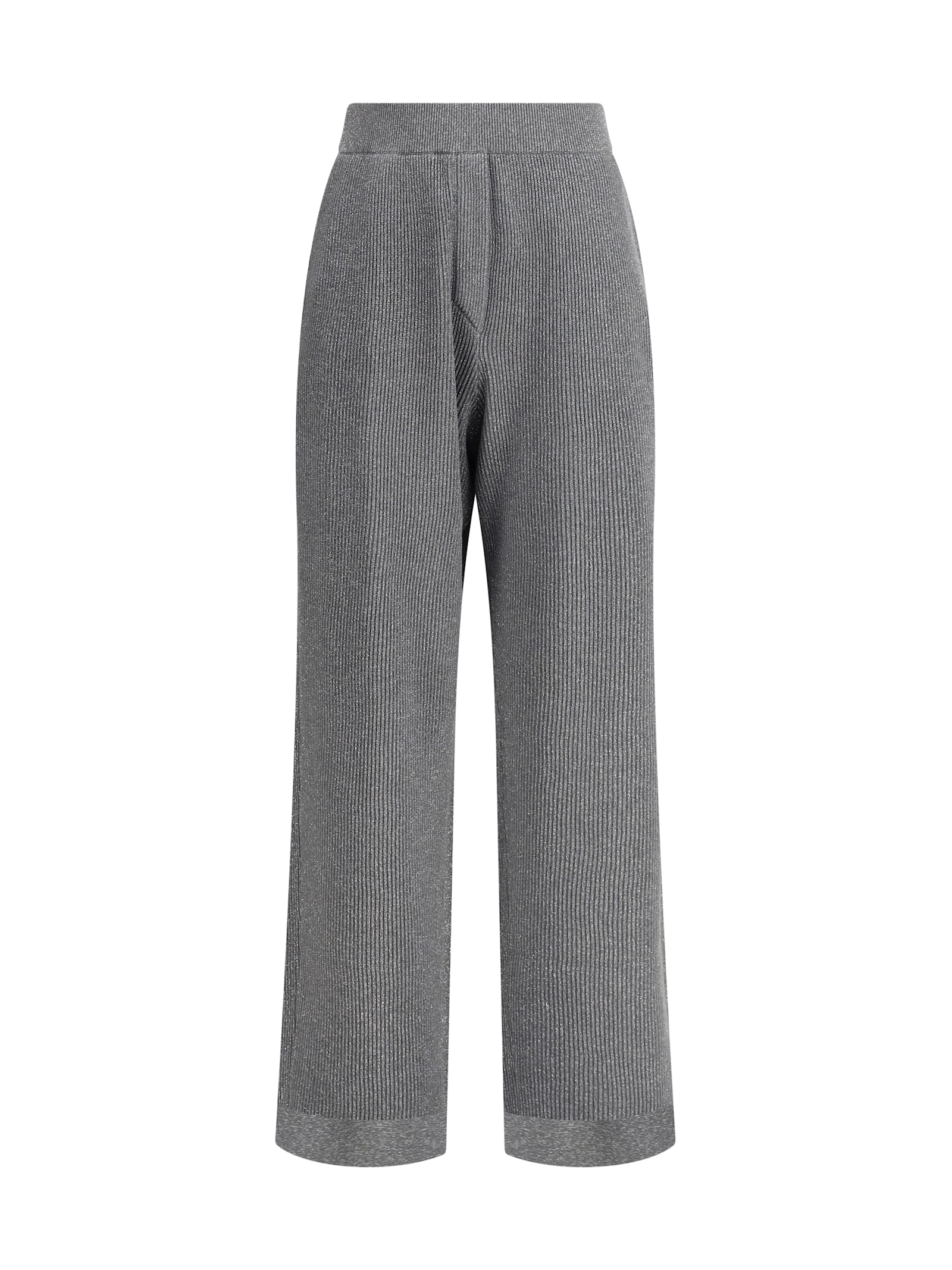 Brunello Cucinelli Ribbed Lurex Pants In Gray