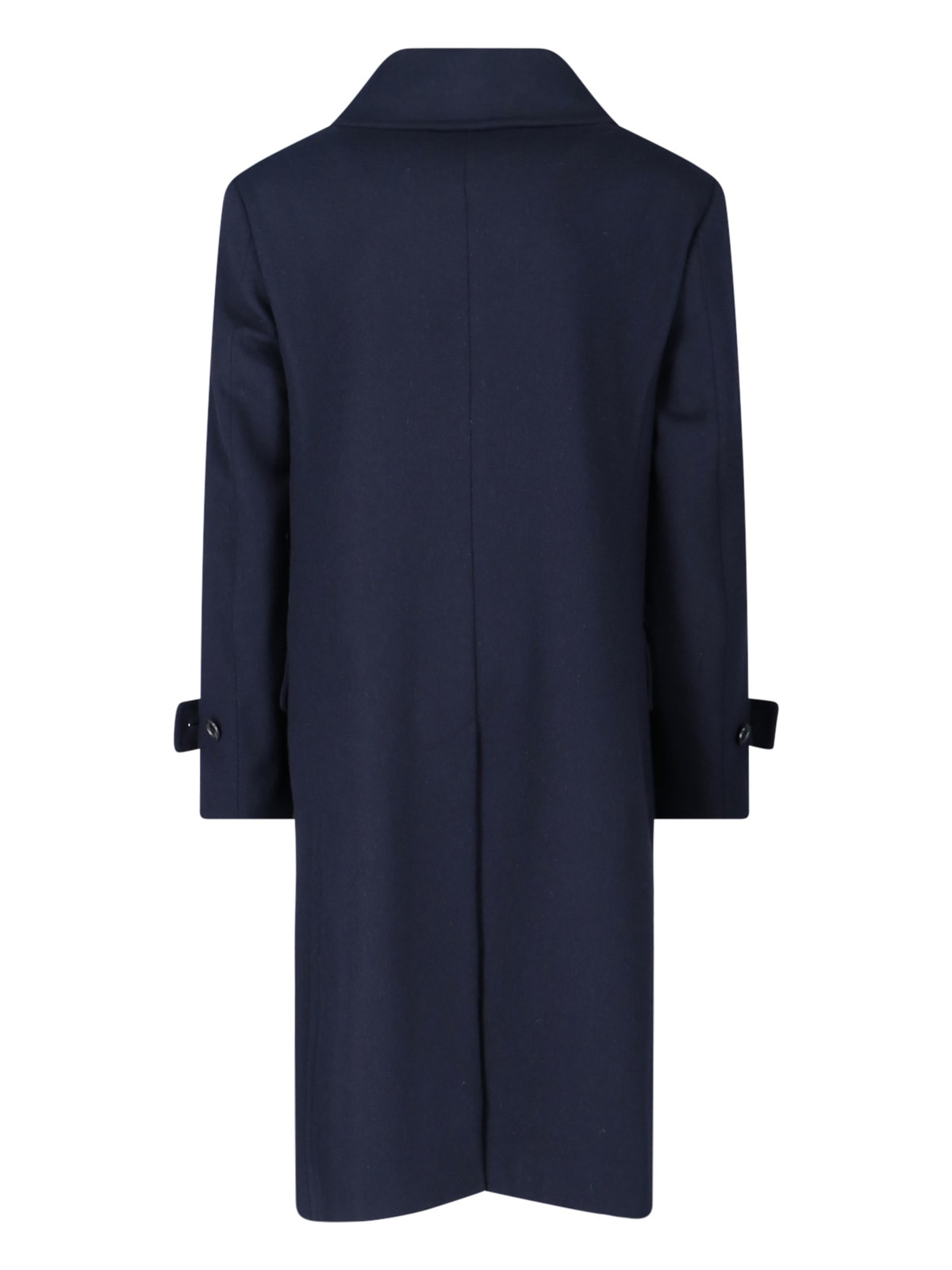 Caruso Navy Blue Double-breasted Wool Coat With Classic Lapel In Blue
