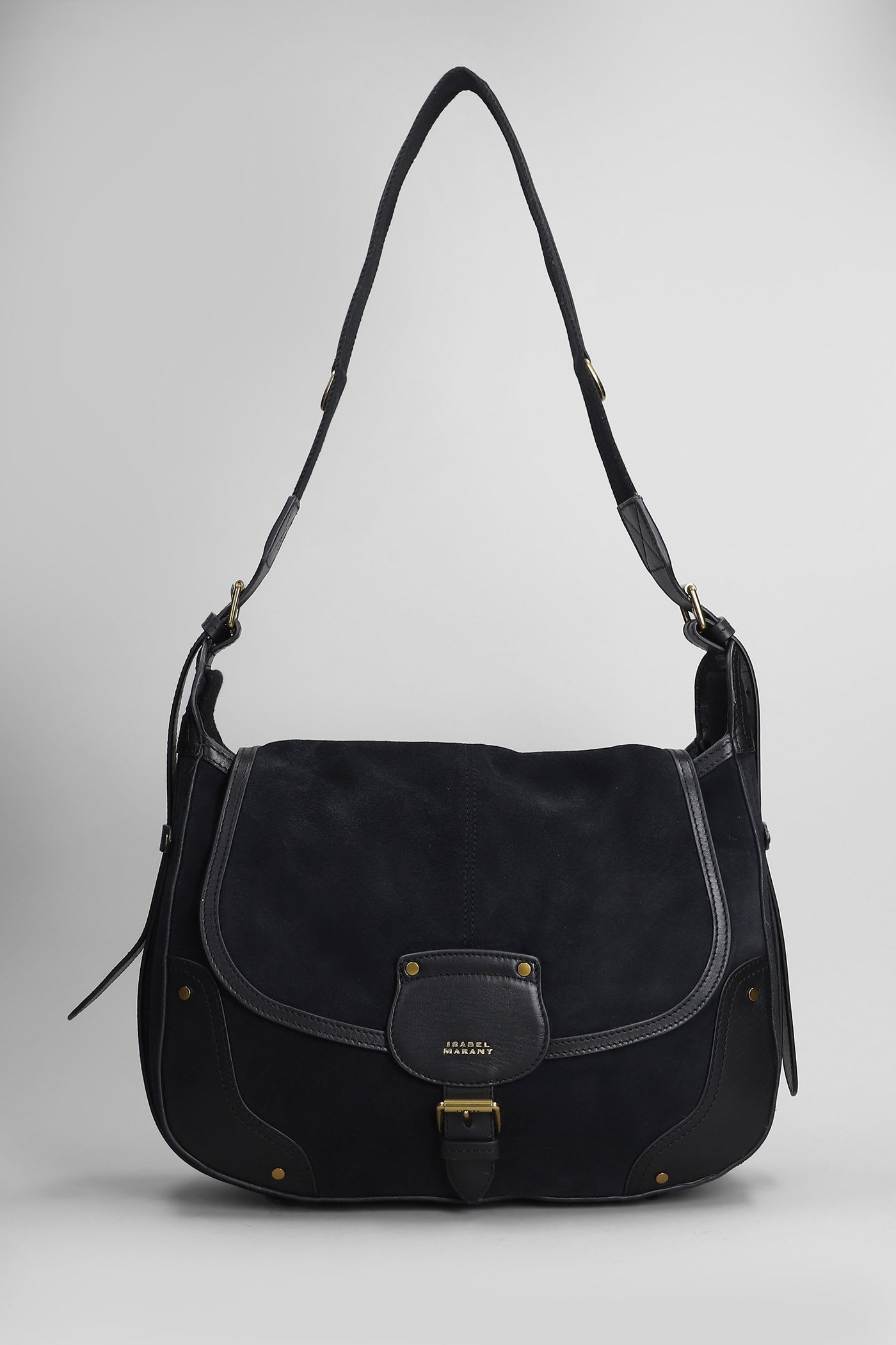 Isabel Marant Sierra Shoulder Shoulder Bag In Black Suede In Black