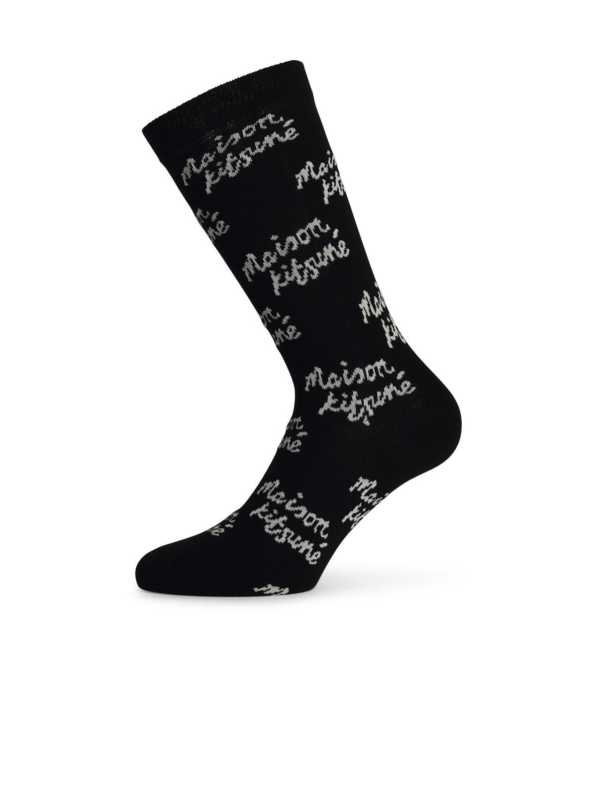 MAISON KITSUNÉ BLACK COTTON BLEND SOCKS