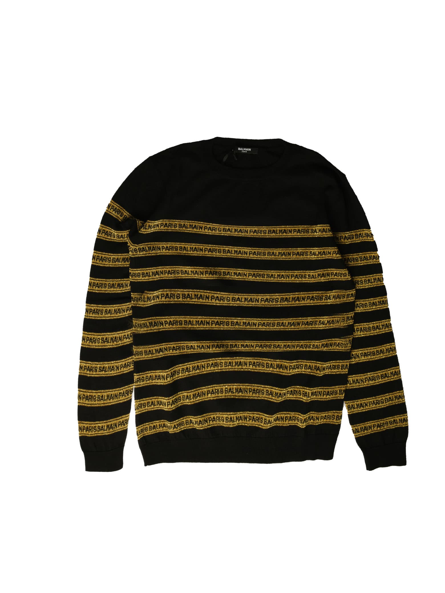 Balmain Black And Gold Sweater With Logo