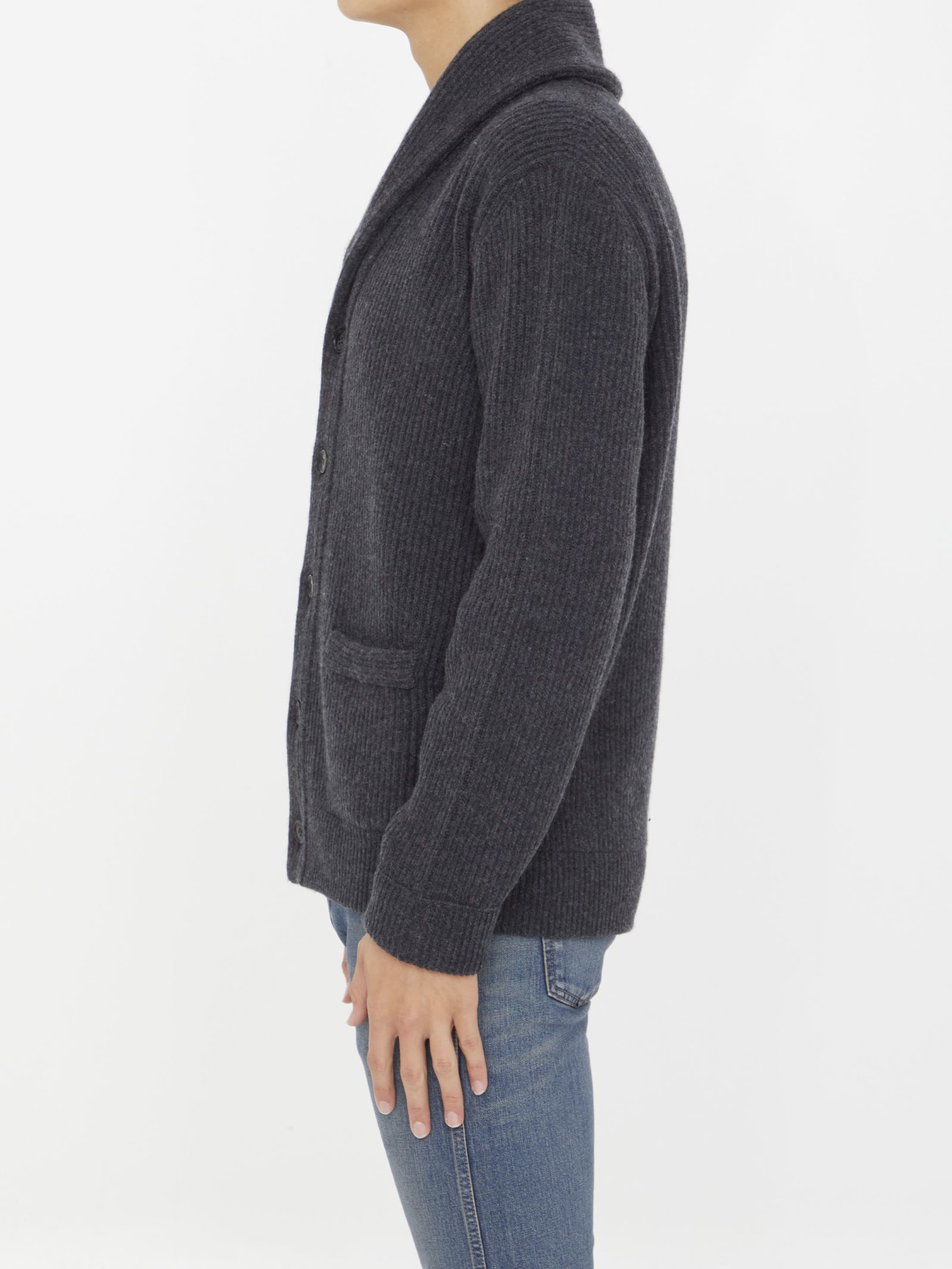 Shop Roberto Collina Wool And Cashmere Cardigan In Grey