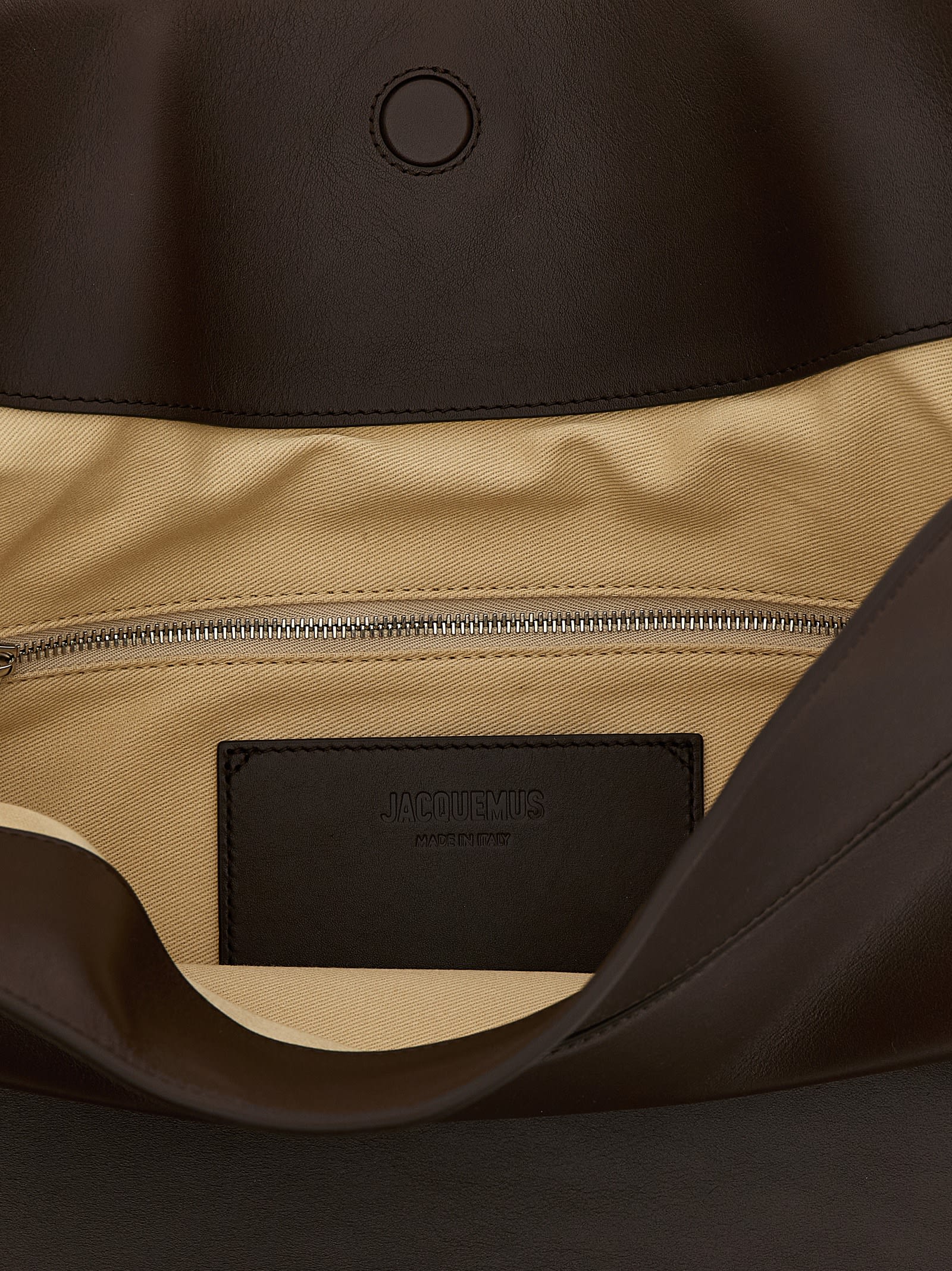 Jacquemus Large Ovalo Calf Leather Hobo Bag In Brown