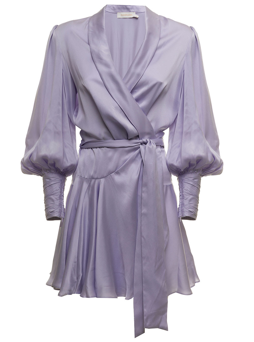 Zimmermann Womans Lilac Silk Satin Wrap Dress