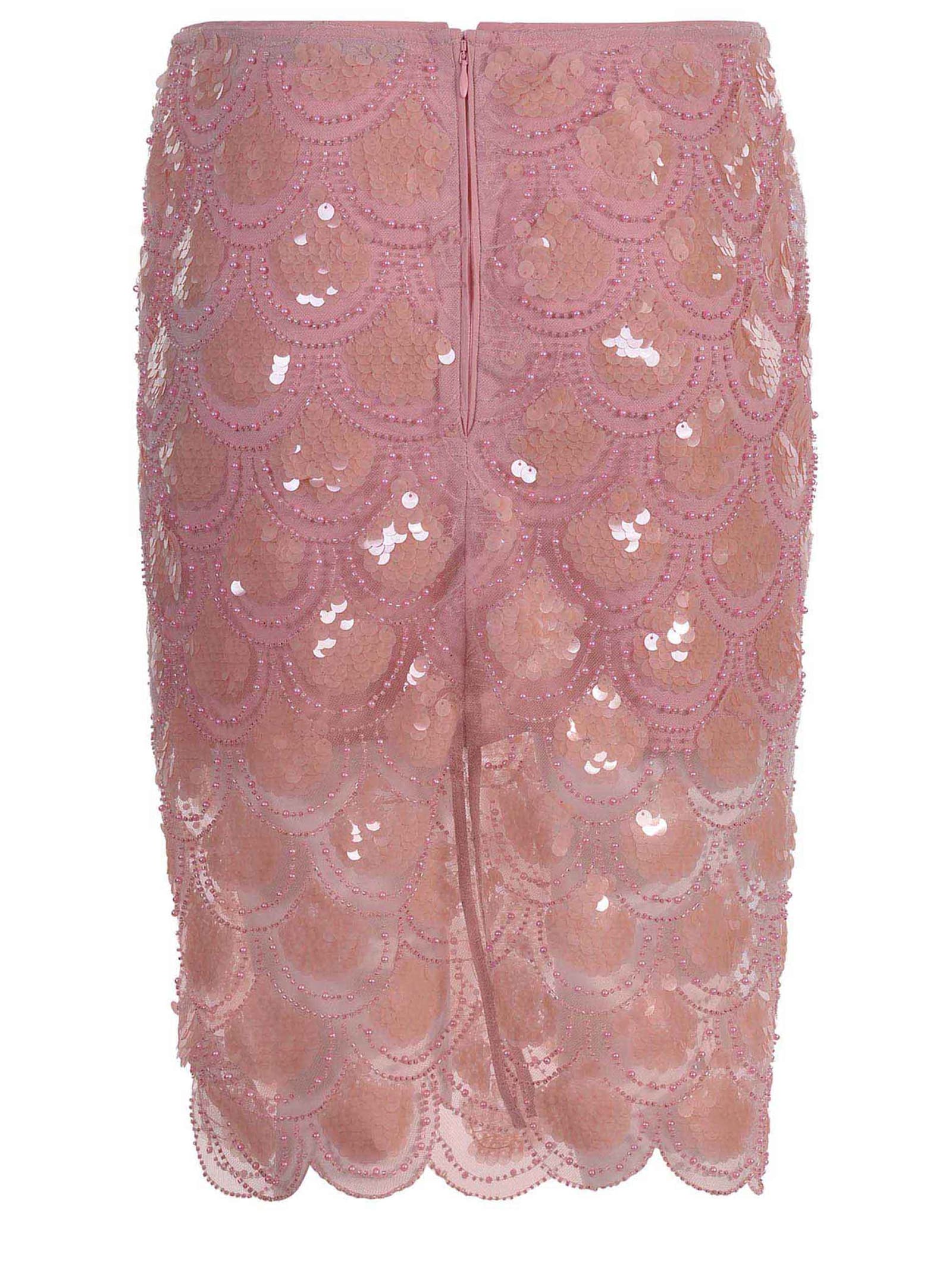 ROTATE BIRGER CHRISTENSEN SKIRT ROTATE MADE OF FABRIC WITH PEARL MESH AND SEQUINS 