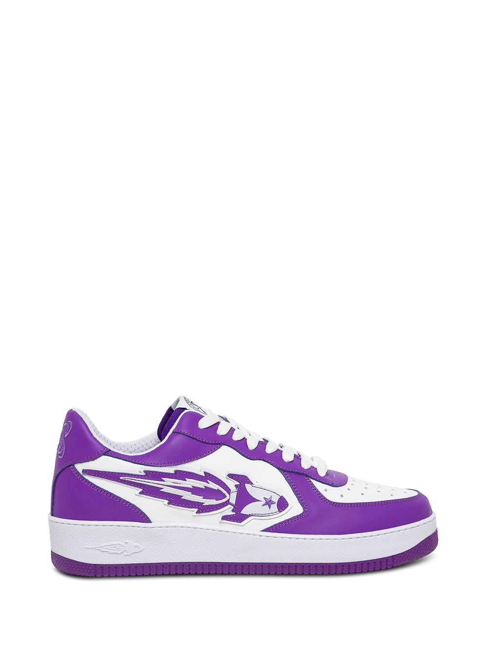 Enterprise Japan White And Purple Leather Sneakers