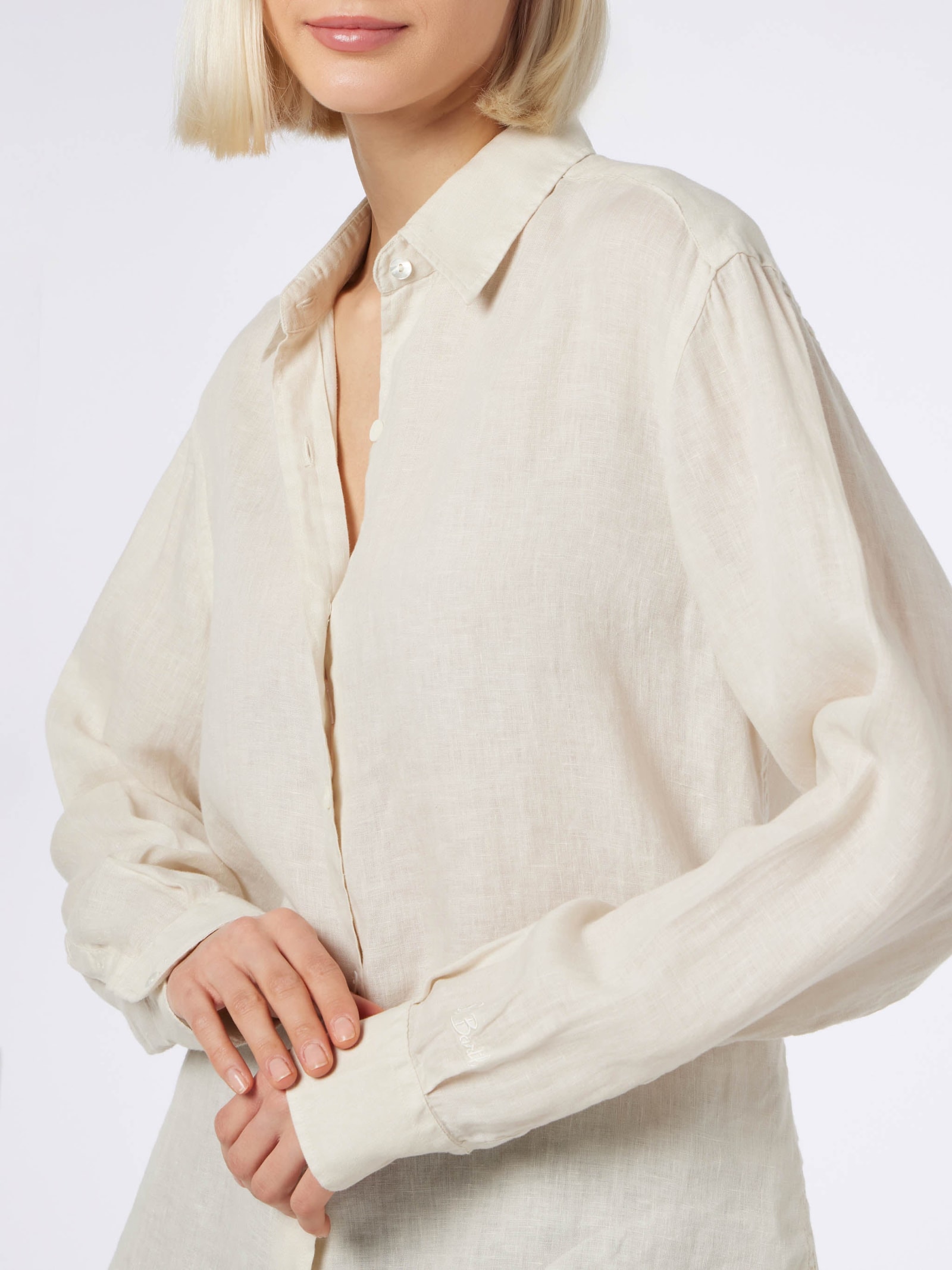 Mc2 Saint Barth Woman Off-white Linen Shirt Meredith In White