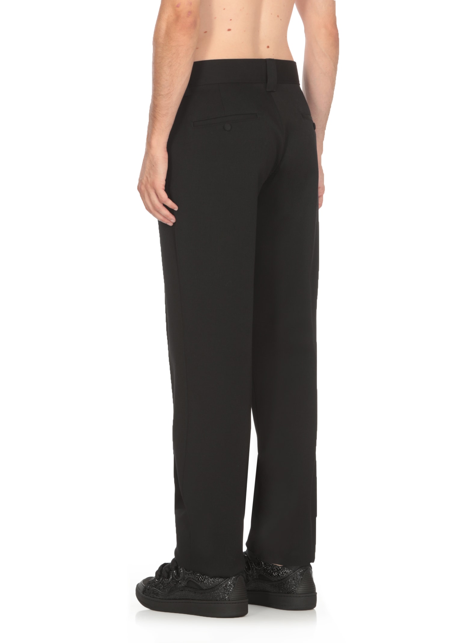 Shop Lanvin Wool Pants In Black