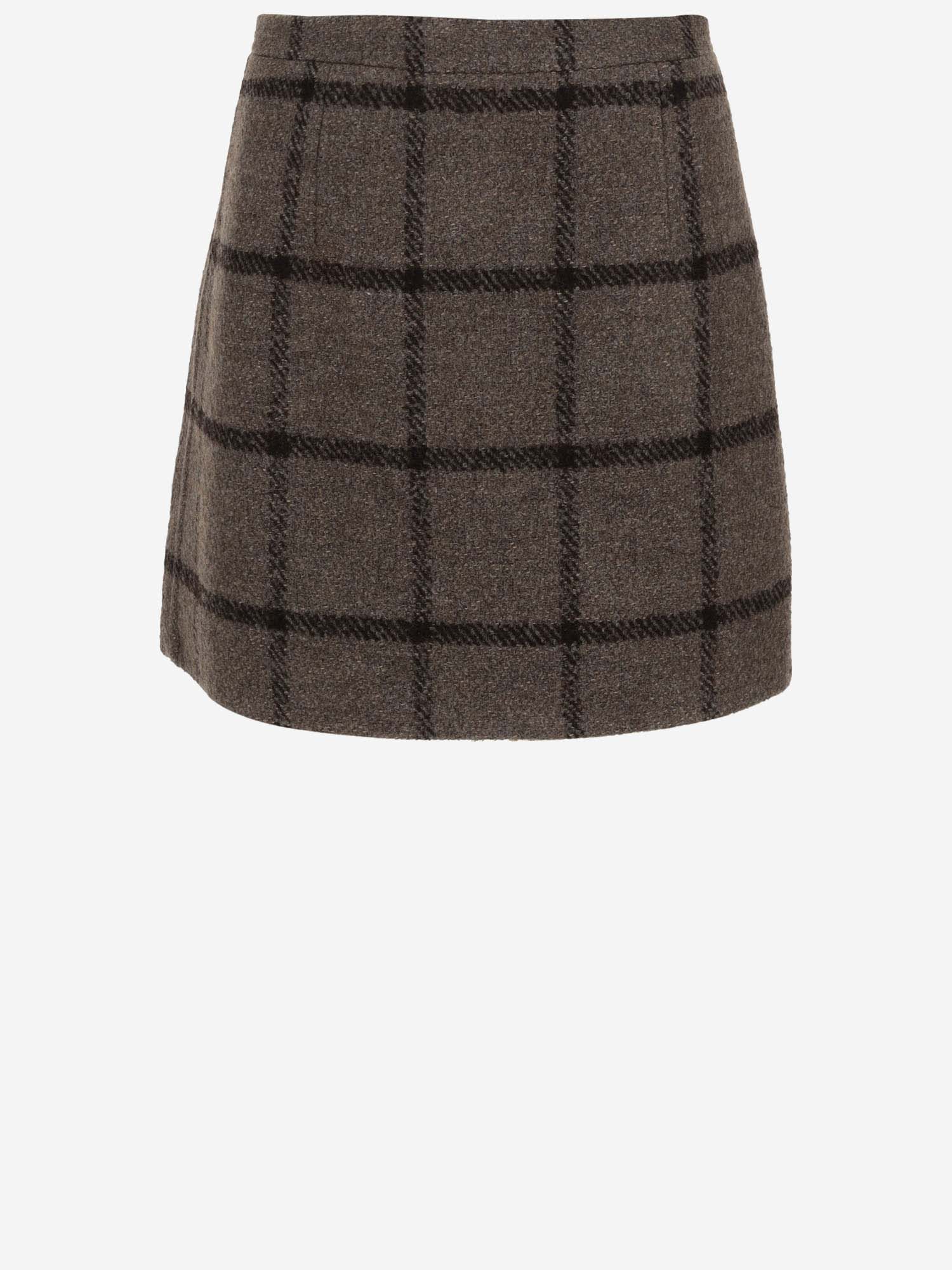 Shop Patou Wool Blend Skirt With Check Pattern In Red