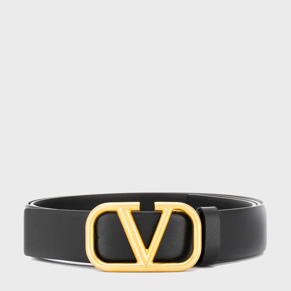 Shop Valentino Black And Gold Leather Belt In Nero/gold