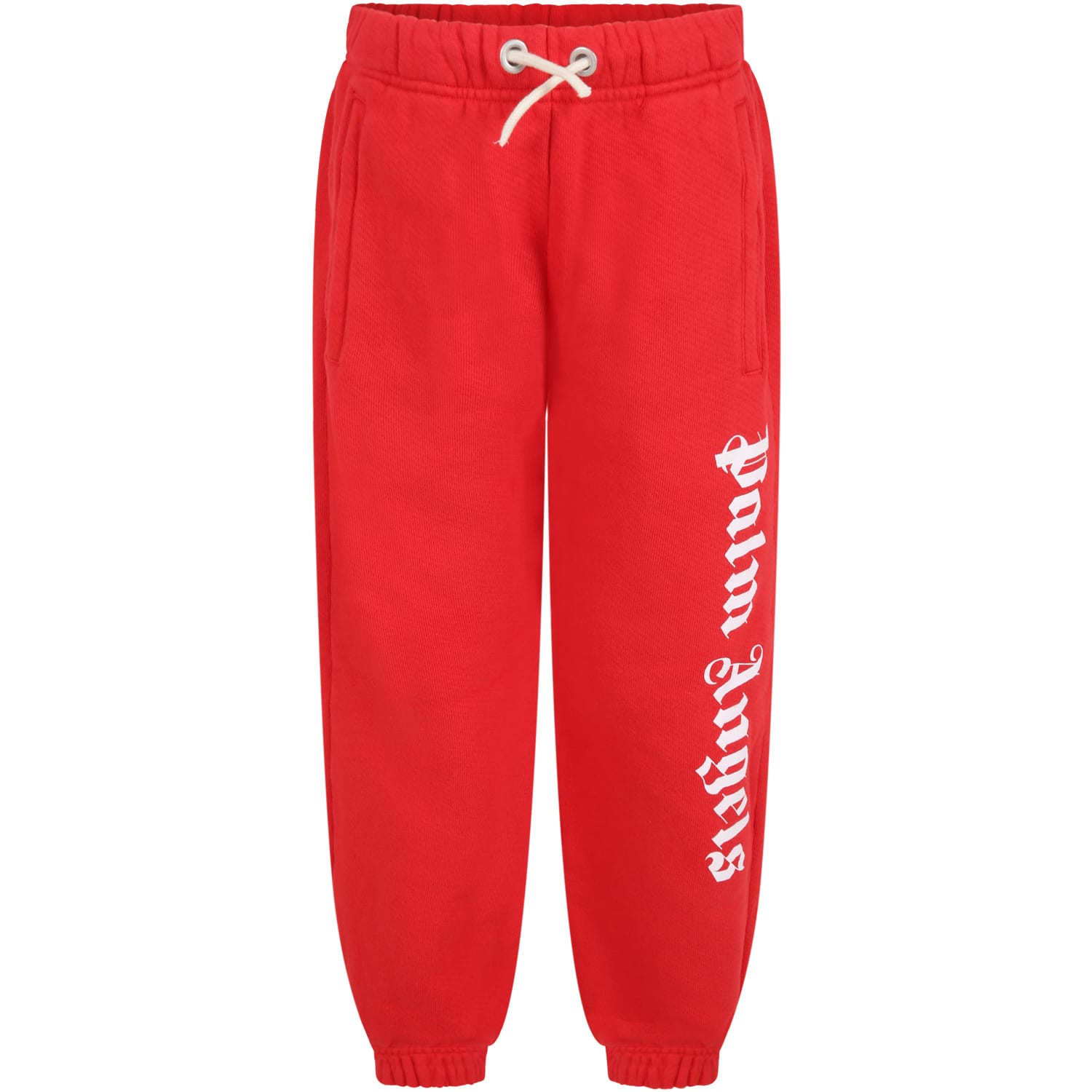 Palm Angels Red Sweatpants For Kids With White Logo