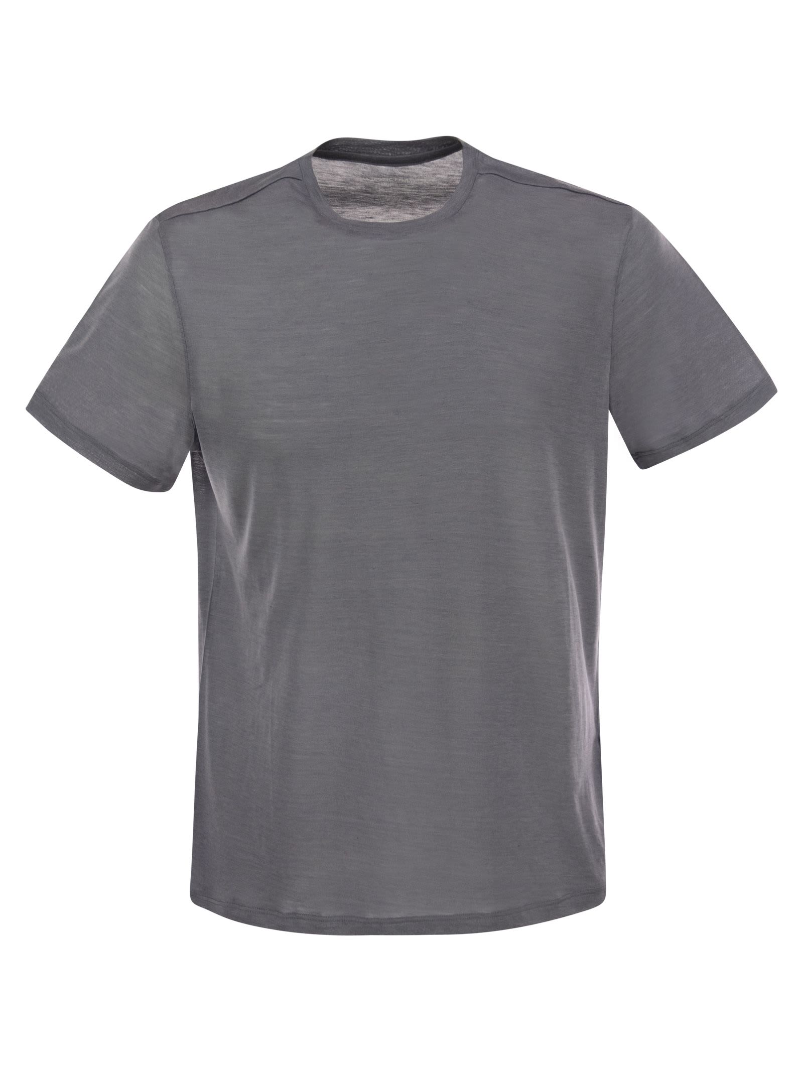Shop Majestic Crew-neck T-shirt In Silk And Cotton In Grey